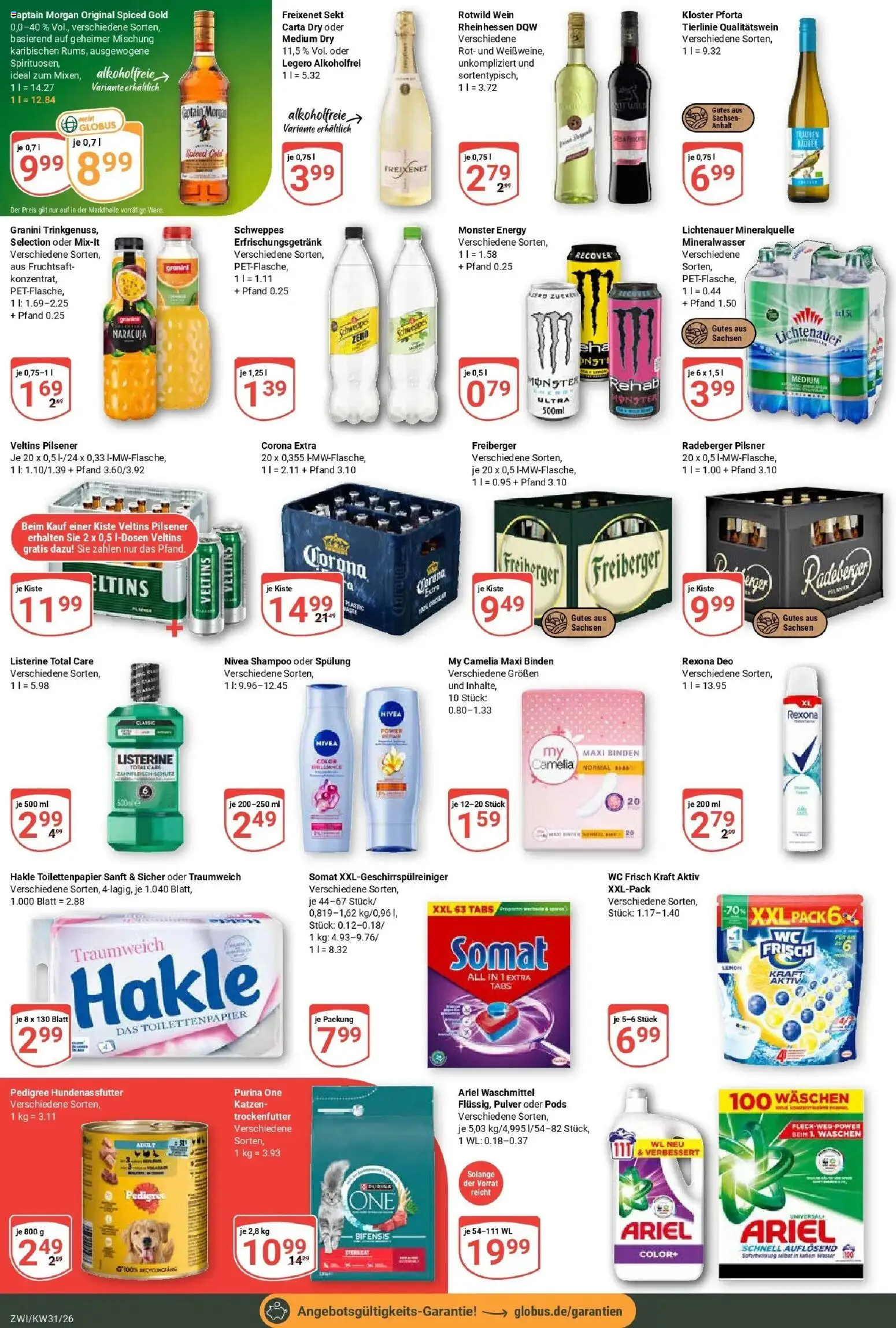 Globus Prospekt Zwickau – gültig ab 27.07.2026 | Seite: 6 | Produkte: Purina one, Ariel, Wc frisch, Wein