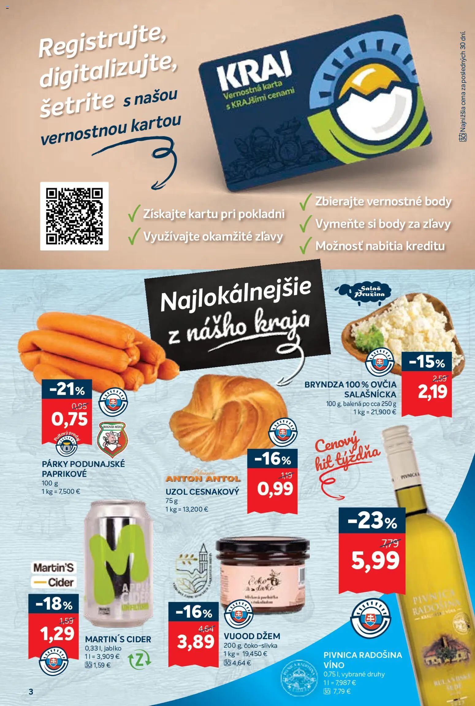 Nové Kraj akcie – leták je platný od 09.07.2026 | Strana: 5 | Produkty: Víno, Bryndza, Párky