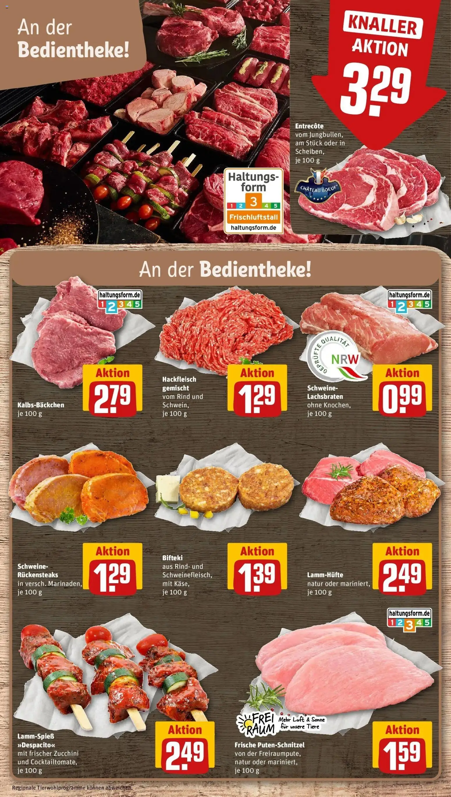 REWE Prospekt ab 17.08.2026 zum Blättern » Angebote | Seite: 10 | Produkte: Entrecote, Putenschnitzel, Zucchini, Hackfleisch