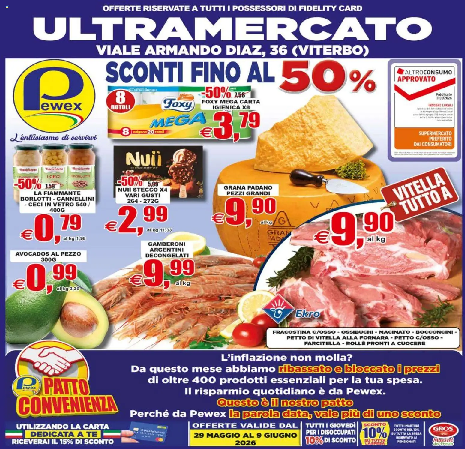Volantino Pewex del 29.05.2026 | Pagina: 1 | Prodotti: Tè, Ceci, Cannellini, Grana Padano