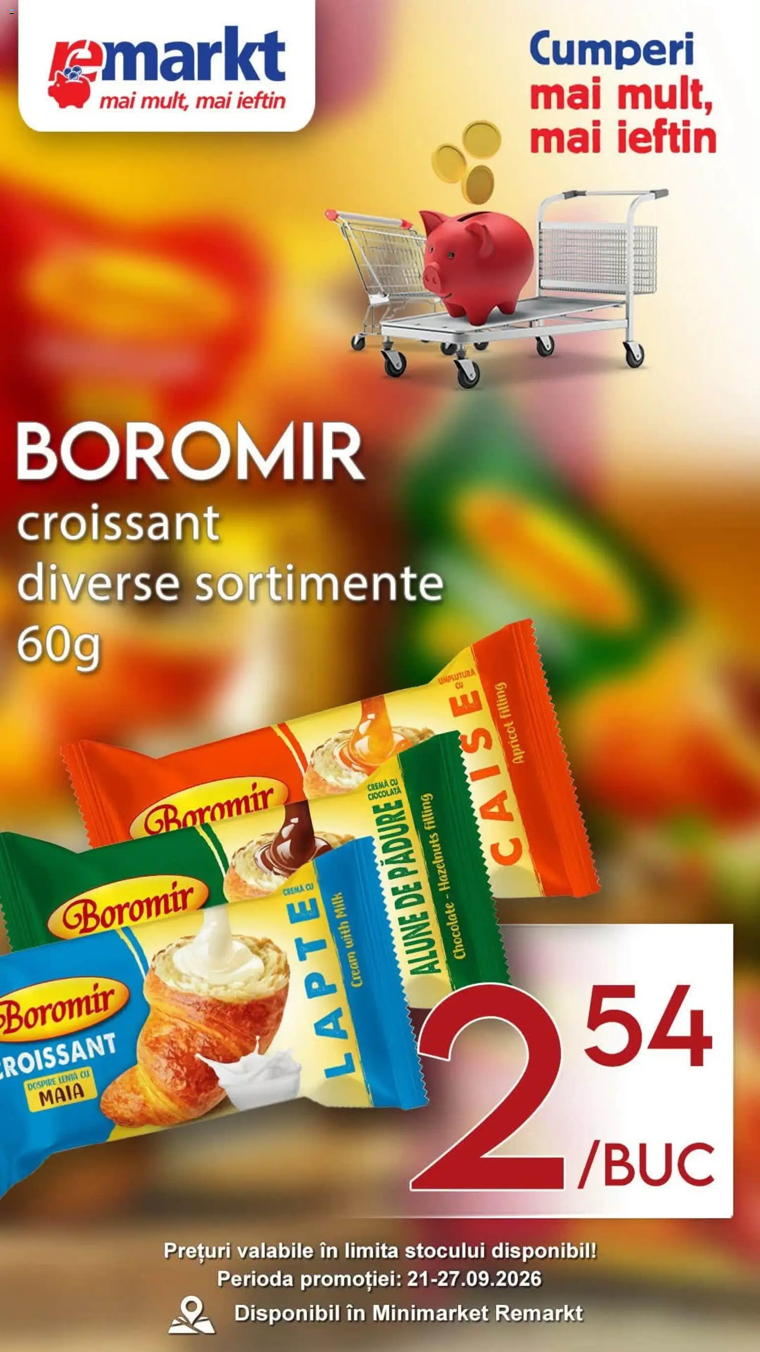 Noul catalog Remarkt – valabil de la 21.09.2026 | Pagină: 8 | Produse: Croissant, Lapte, Ciocolată, Alune de pădure