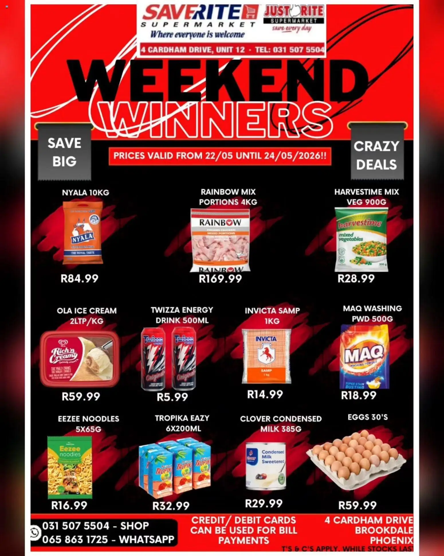 New Saverite catalogue – valid from 22.05.2026 | Page: 2 | Products: Milk, Eggs, Vegetables, Washing powder