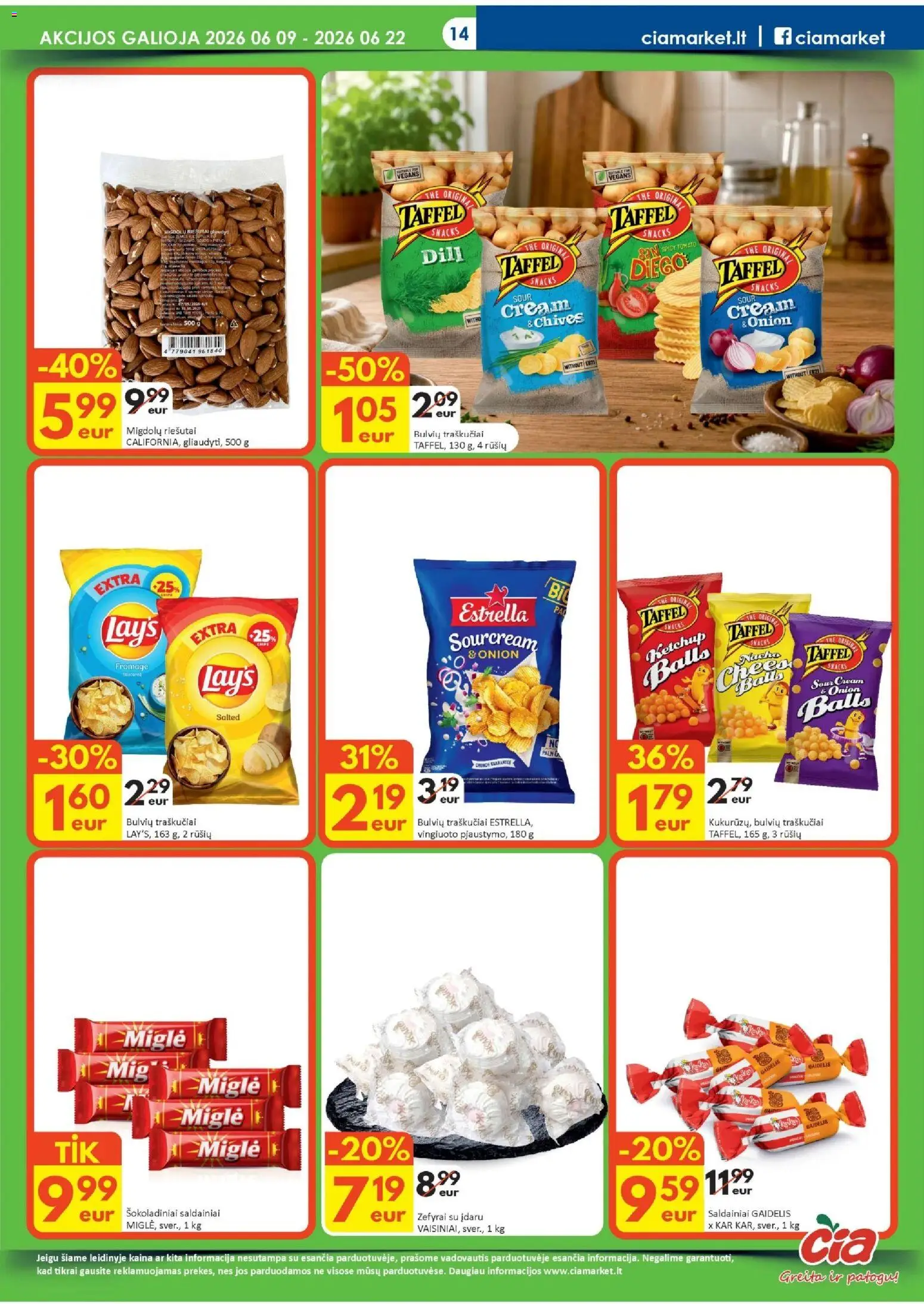ČIA MARKET akcijos nuo 09.06.2026 | Puslapis: 14 | Prekių: Riešutai, Saldainiai, Traškučiai