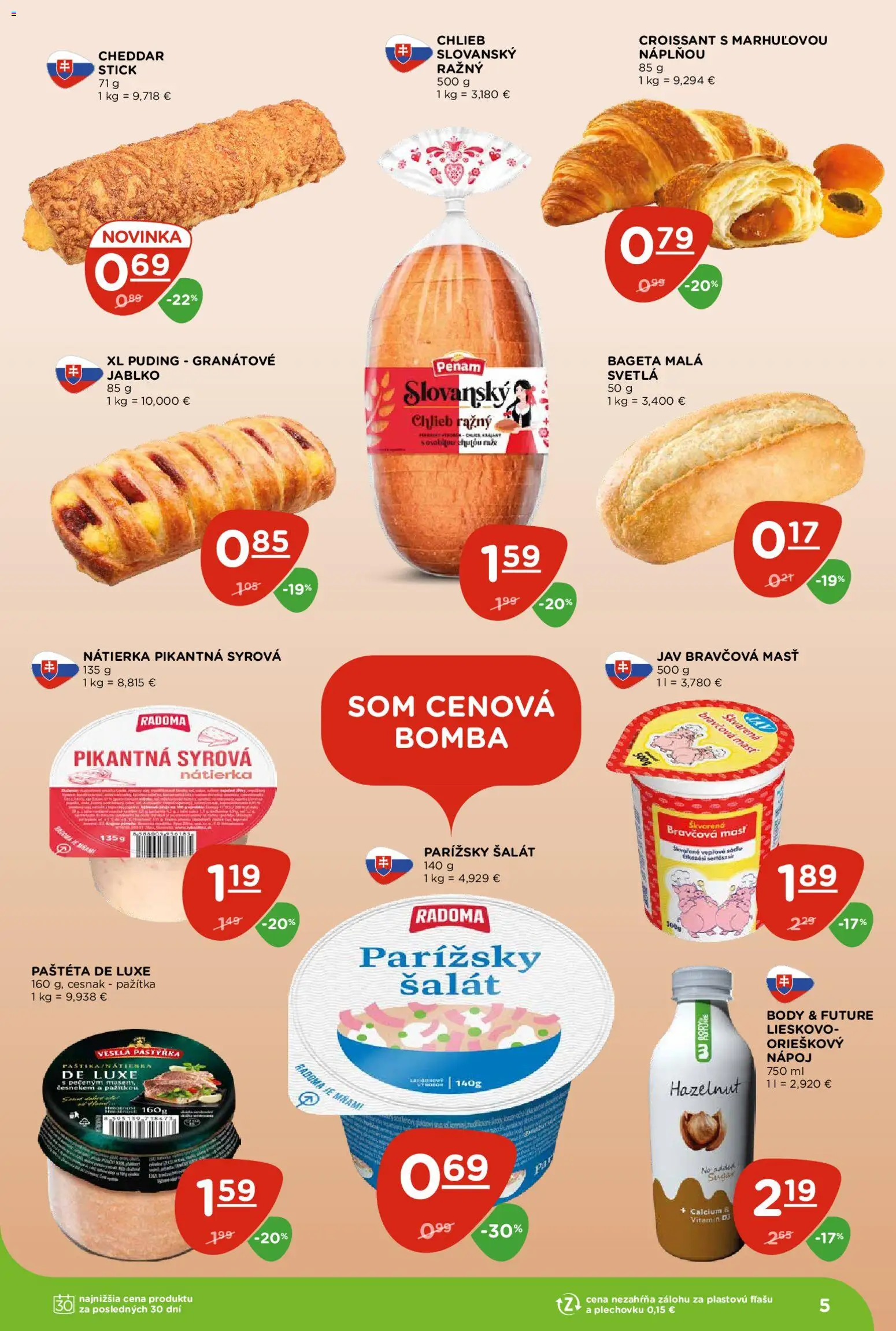 Nové Terno akcie – leták je platný od 09.07.2026 | Strana: 5 | Produkty: Pažítka, Croissant, Puding, Svetlá