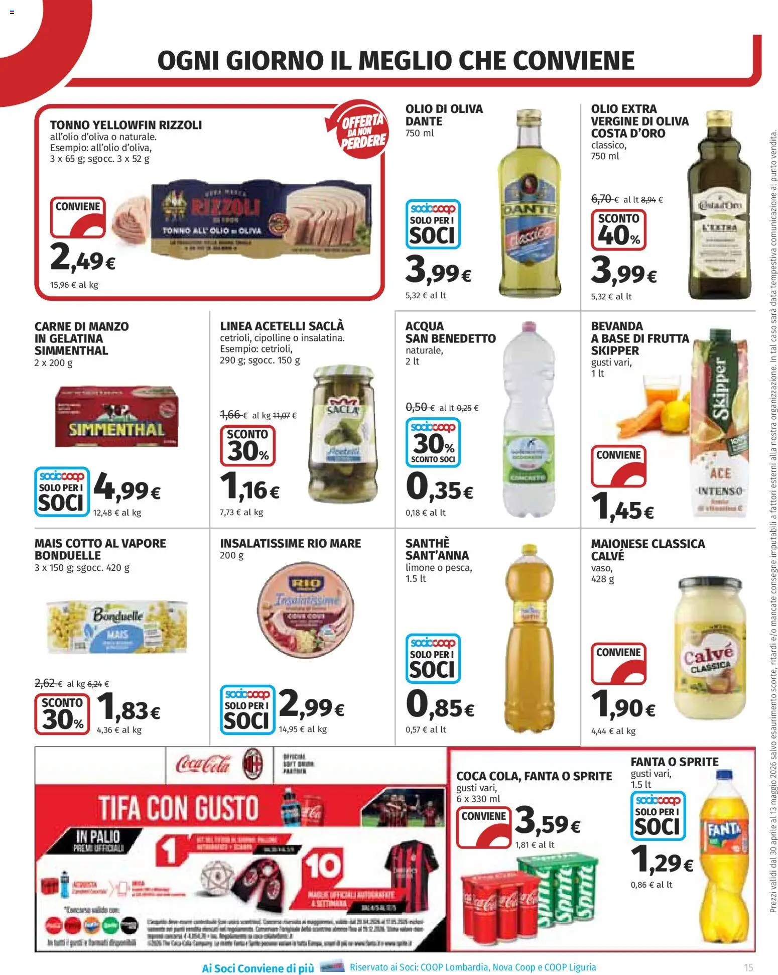 Volantino COOP del 30.04.2026 | Pagina: 15 | Prodotti: Acqua, Maionese, Fanta, Mais