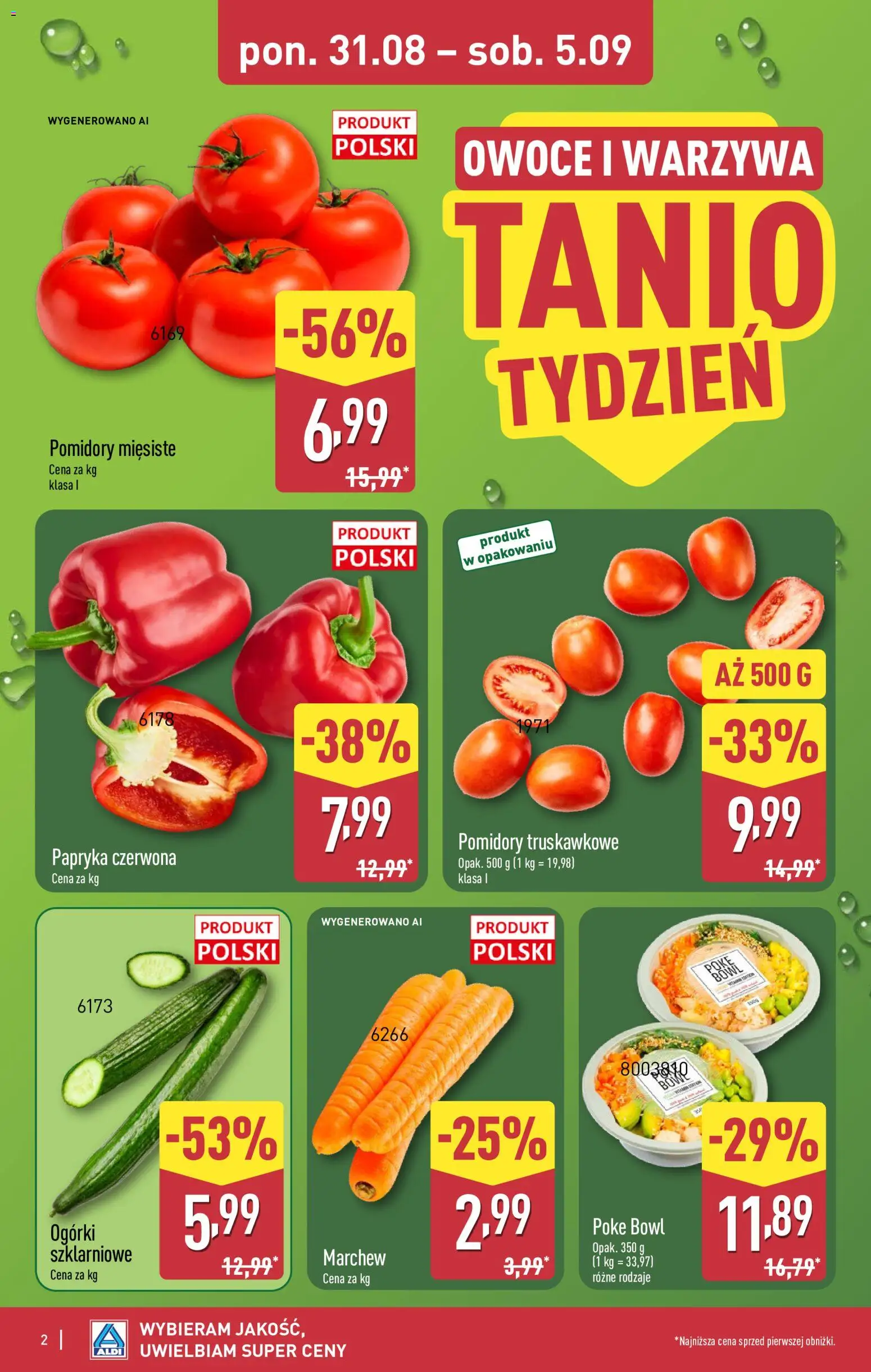 Aldi gazetka od 31.08.2026 | Strona: 2 | Produkty: Papryka, Marchew, Warzywa, Owoce