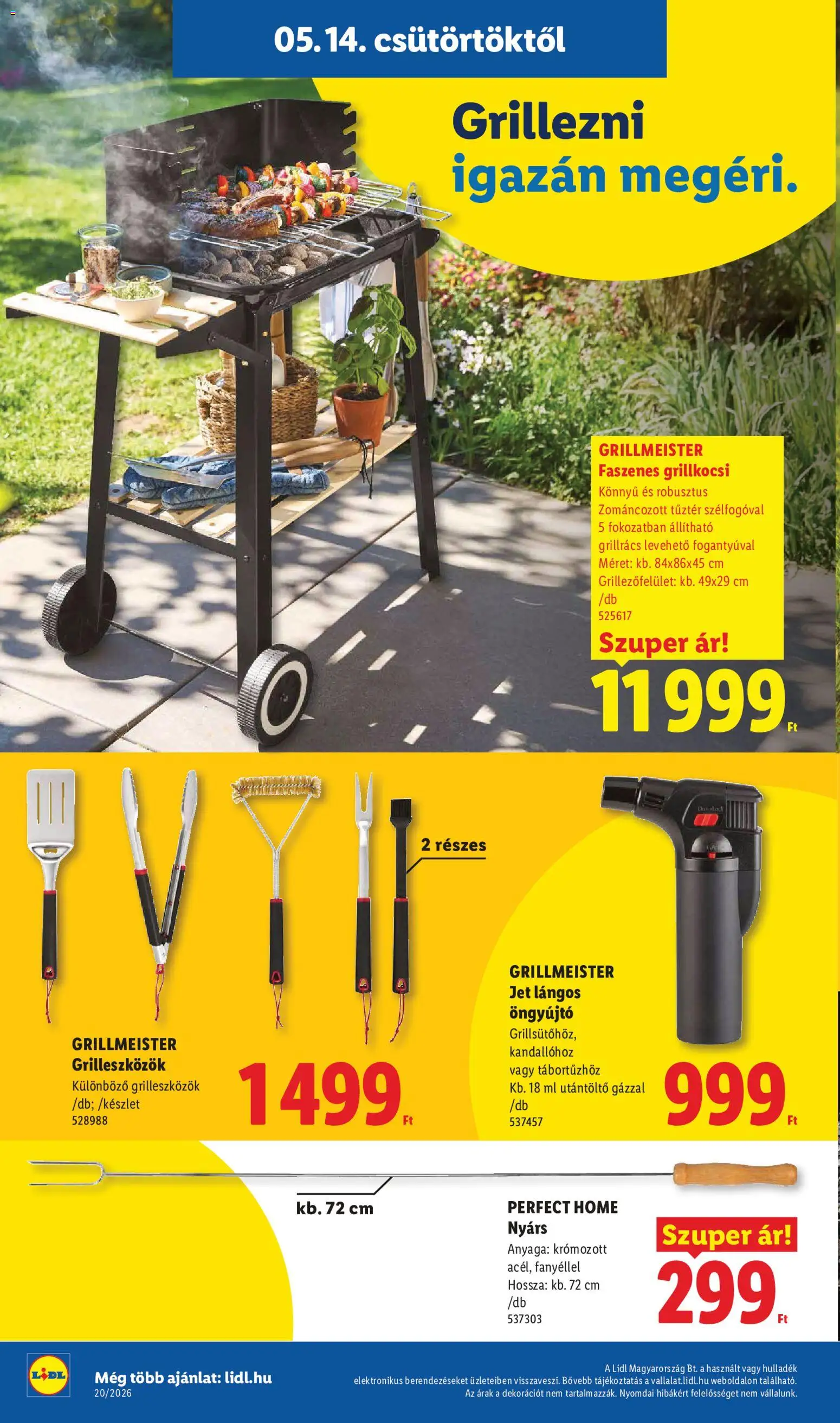 Lidl akciós ujság - amely érvényes a következő dátumtól: 14.05.2026 | Oldal: 8 | Termékek: Nyárs, Grill, Grillkocsi