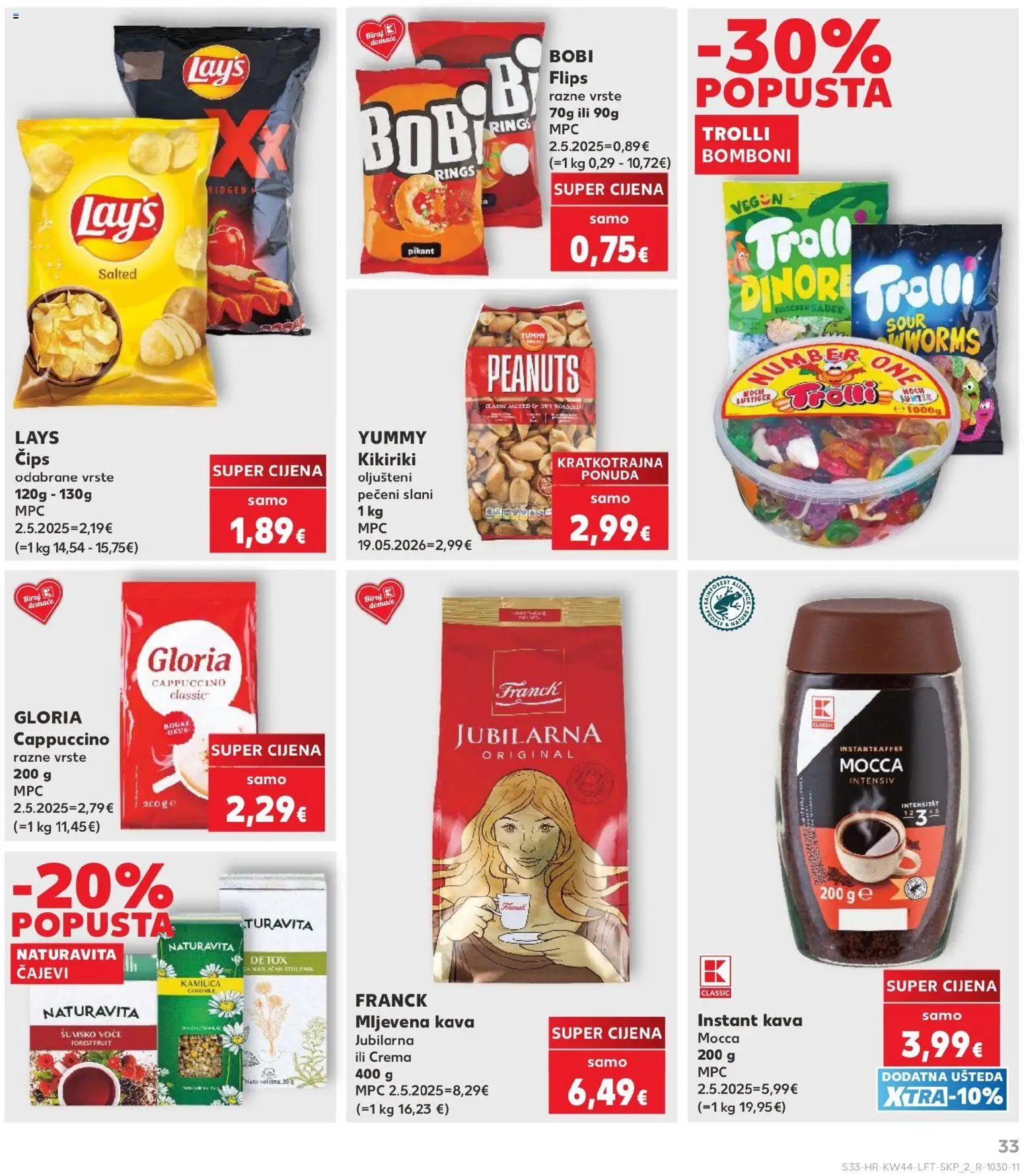Kaufland katalog | vrijedi od 28.10.2026 | Stranica: 33 | Proizvodi: Instant kava, Chips, Cappuccino, Bobi