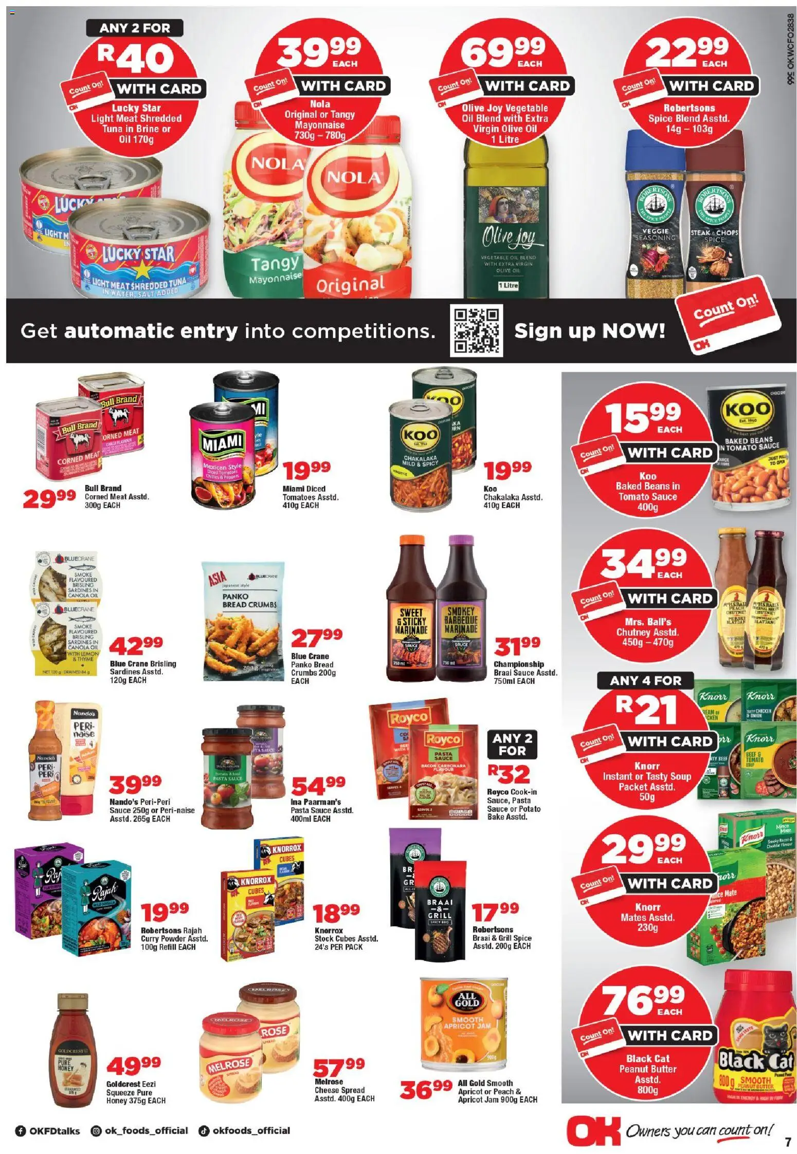 New OK Foods catalogue – valid from 24.04.2026 | Page: 7 | Products: Baked beans, Grill, Oil, Curry powder