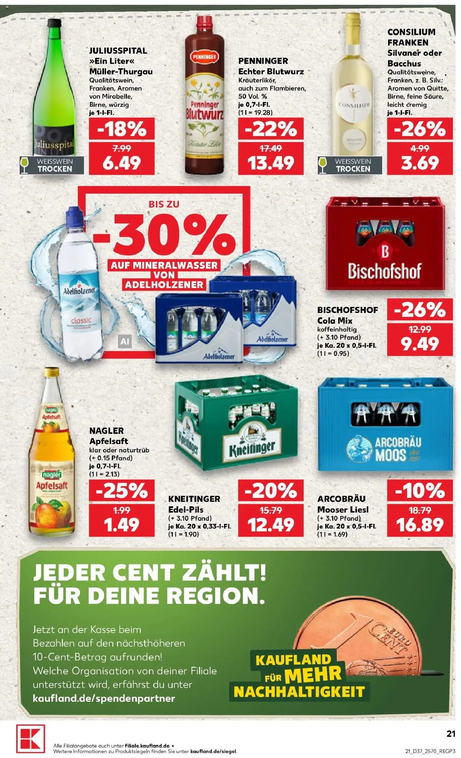 Prospekt Kaufland ab 07.09.2026 » Angebote Online zum Blättern | Seite: 30 | Produkte: Cola, Adelholzener, Apfelsaft, Mineralwasser