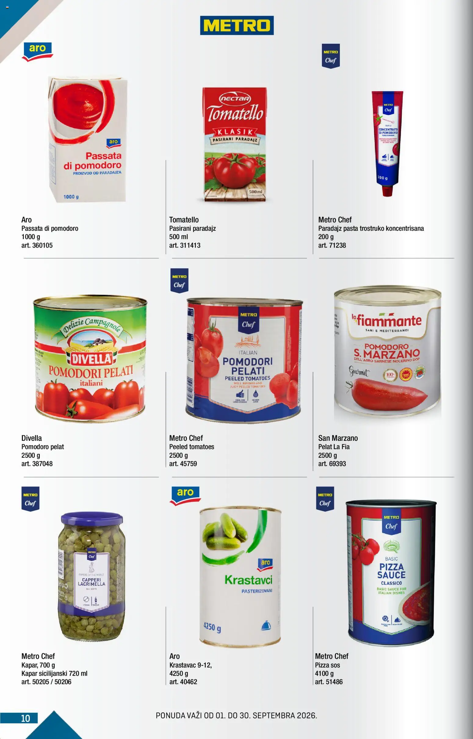 Metro katalog - važi od 01.09.2026 | Strana: 10 | Proizvode: Pasirani paradajz, Pasta, Sos, Paradajz