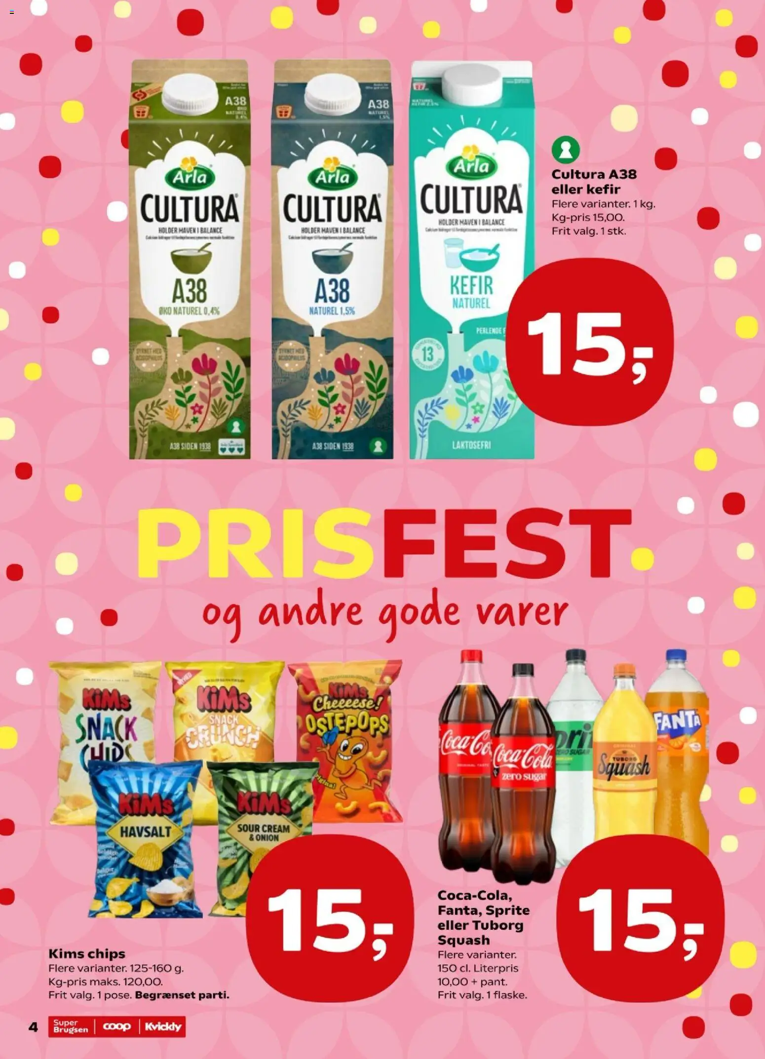 Super Brugsen tilbudsavis – gyldig fra 07/08/2026 | Side: 4 | Produkter: Chips, Fanta, Cola, Tuborg Squash