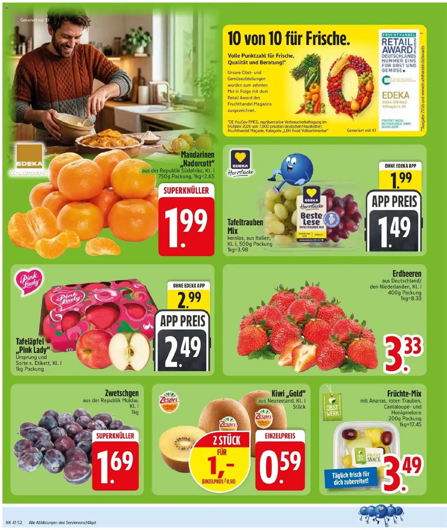 Edeka Prospekt Wackersdorf (ab 05.10.2026) » Angebote Online | Seite: 4 | Produkte: Zwetschgen, Honigmelone, Obst, Erdbeeren