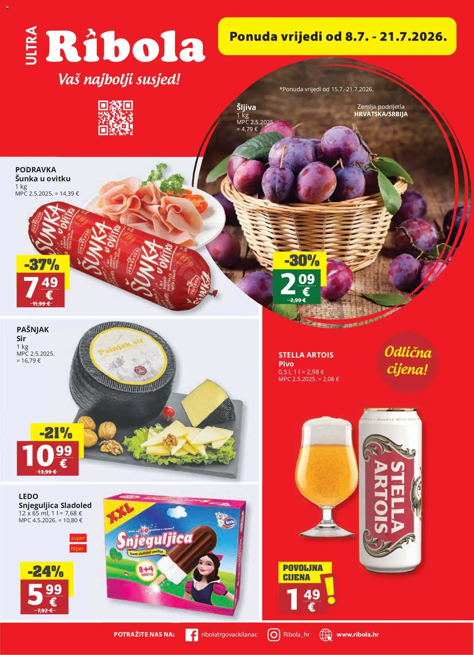 Ultra Gros katalog | vrijedi od 14.07.2026 | Stranica: 1 | Proizvodi: Pivo, Ledo, Šljiva, Sladoled