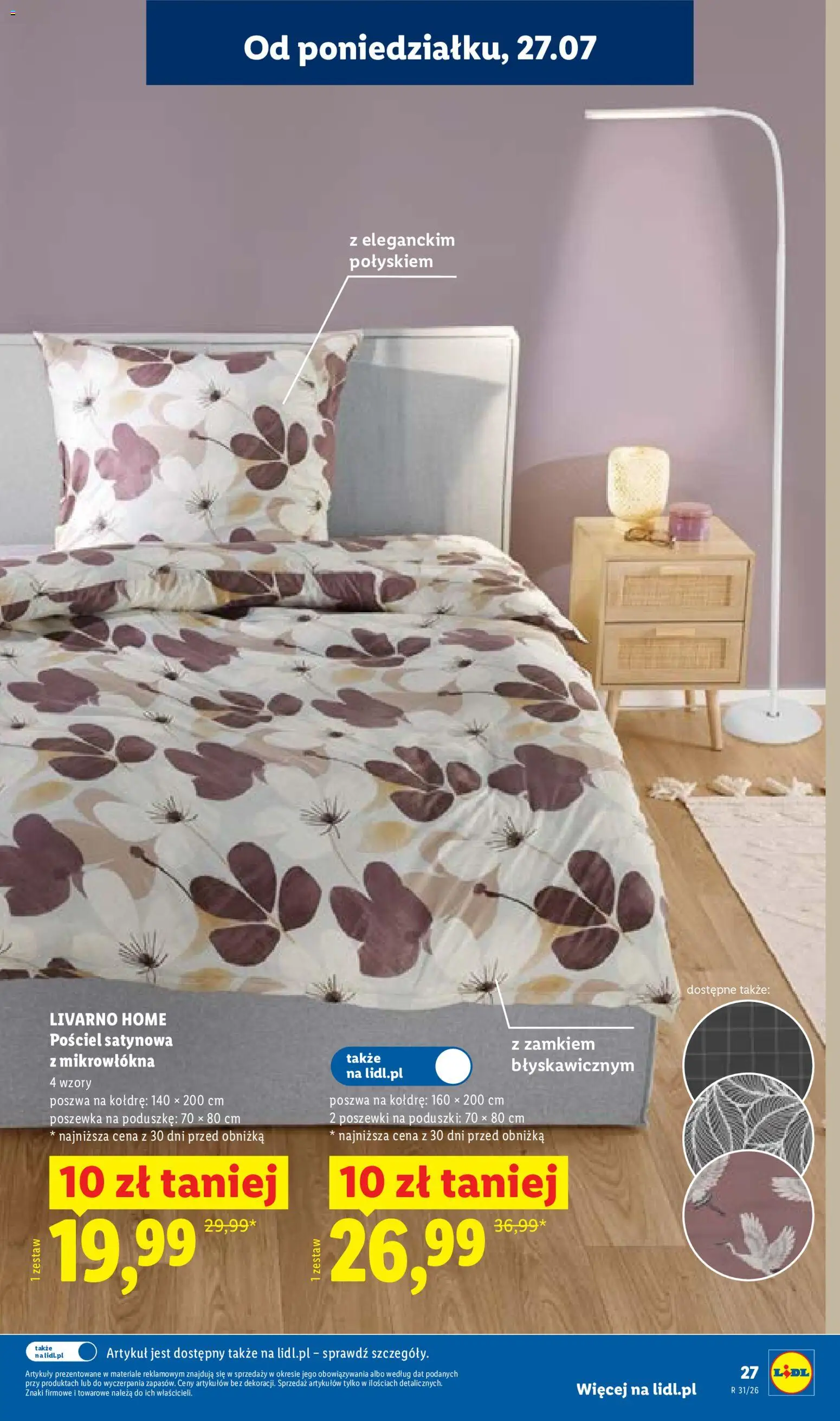 Lidl Katalog od 27.07.2026 | Strona: 31 | Produkty: Pościel, Pościel satynowa, Pościel satynowa z mikrowłókna