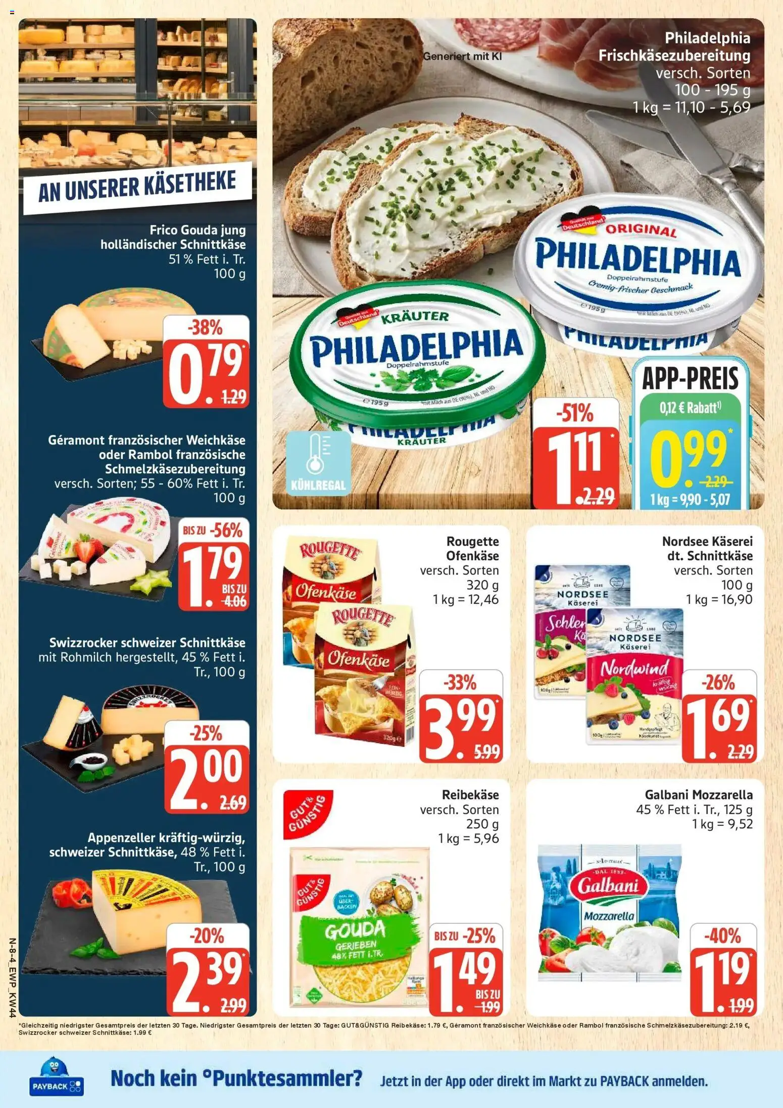Edeka Prospekt Rostock (ab 26.10.2026) » Angebote Online | Seite: 8 | Produkte: Milch, Philadelphia, Mozzarella, Reibekase