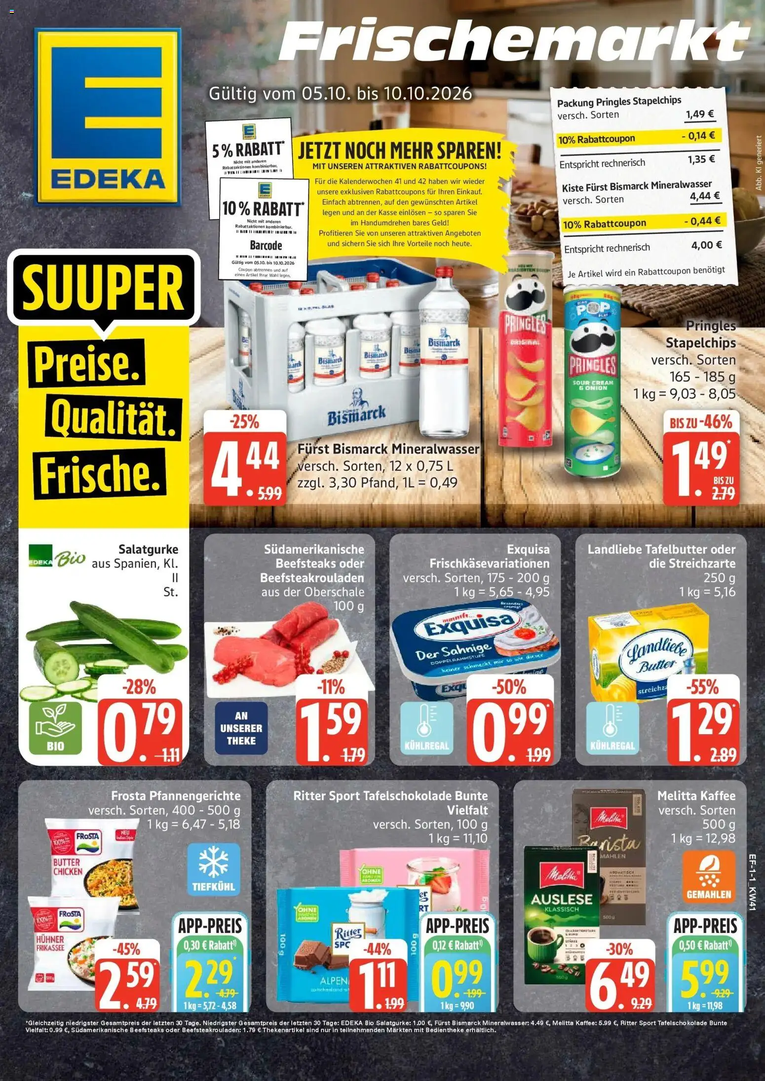 Edeka Prospekt Rendsburg (ab 05.10.2026) » Angebote Online | Seite: 1 | Produkte: Melitta, Theke, Frosta, Pringles