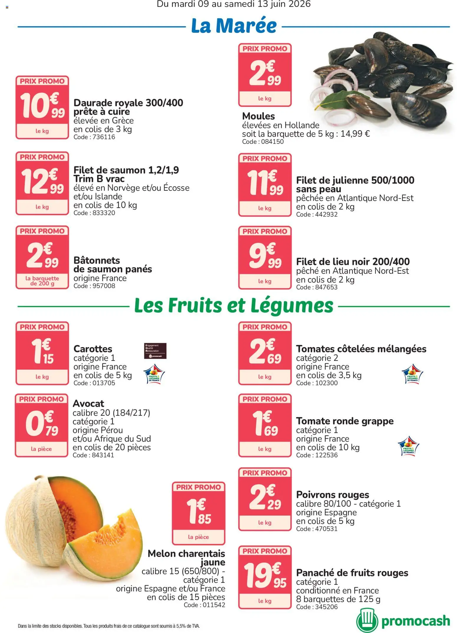 {H1} | Page: 2 | Produits: Avocat, Melon, Filet de saumon, Tomates