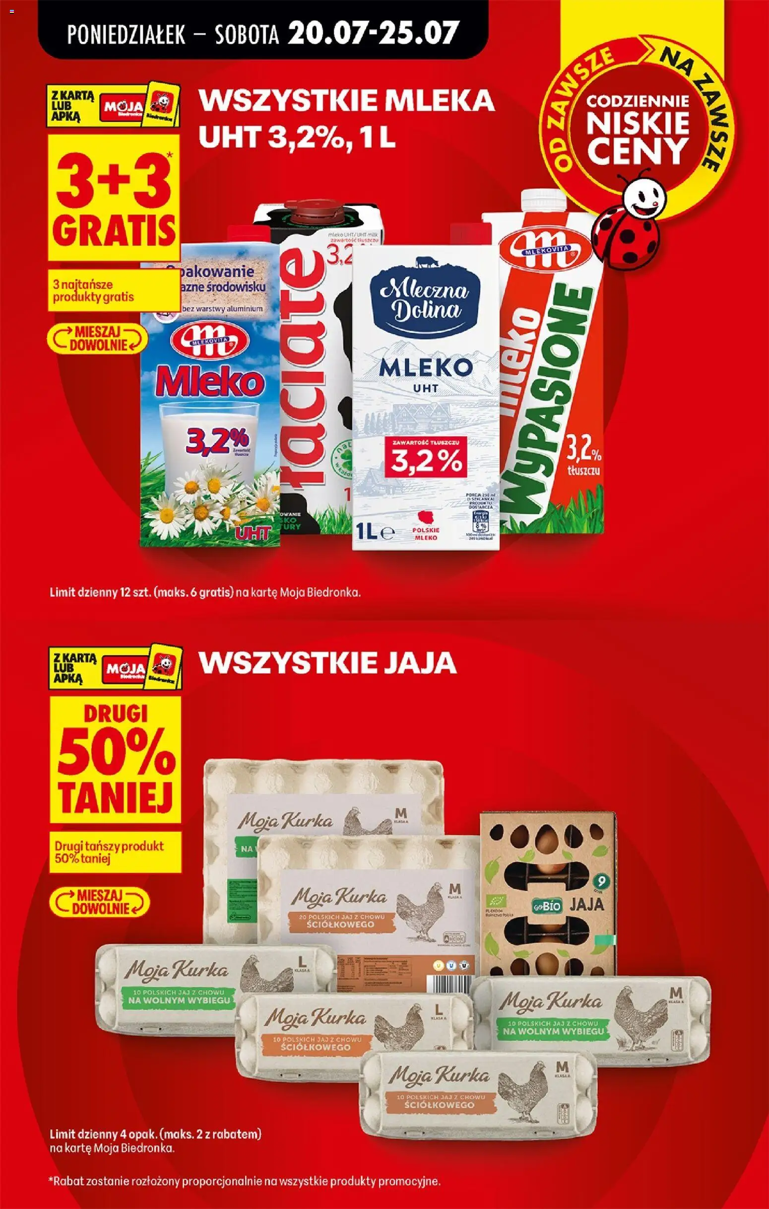 Biedronka gazetka od poniedziałku od 20.07.2026 | Strona: 5 | Produkty: Karta, Mleko wypasione, Mleko, Jaja