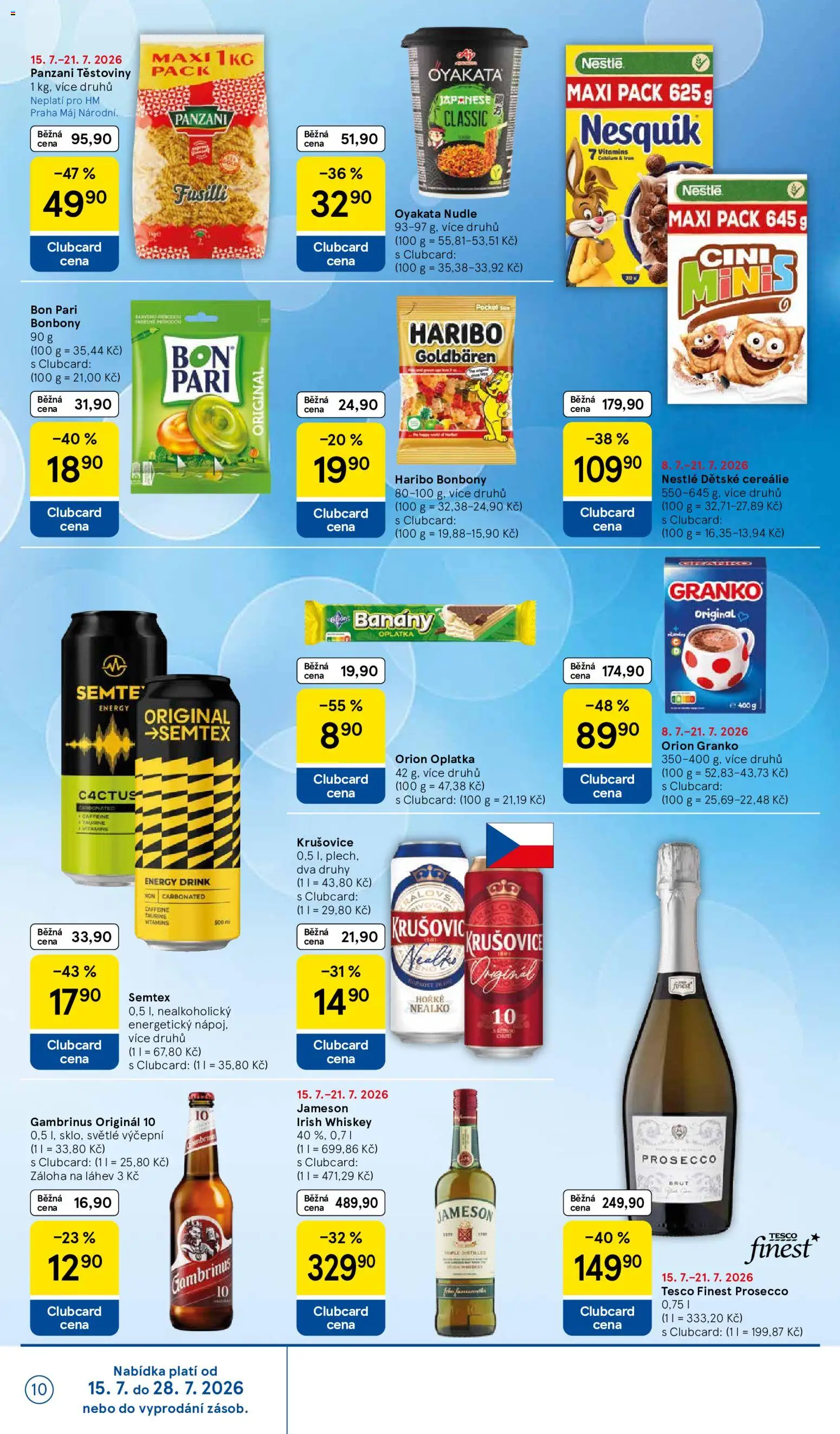 Tesco leták - Hypermarket od 15.07.2026 | Strana: 10 | Produkty: Bonbóny, Těstoviny Panzani, Láhev, Energy drink