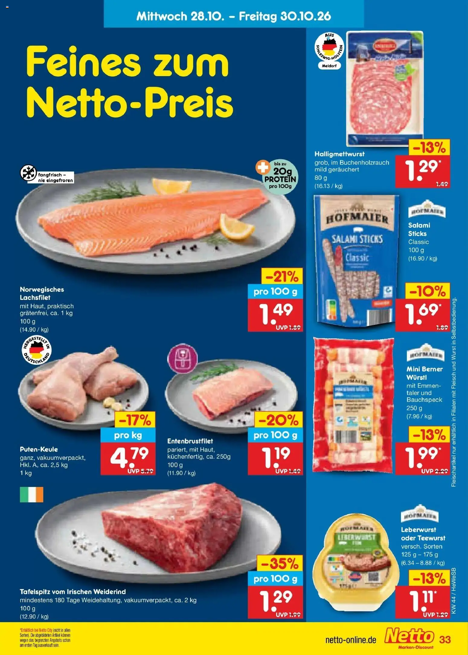 Netto Marken-Discount Prospekt Hamburg – gültig ab 26.10.2026 | Seite: 43 | Produkte: Tafelspitz, Wurst, Salami, Fleisch