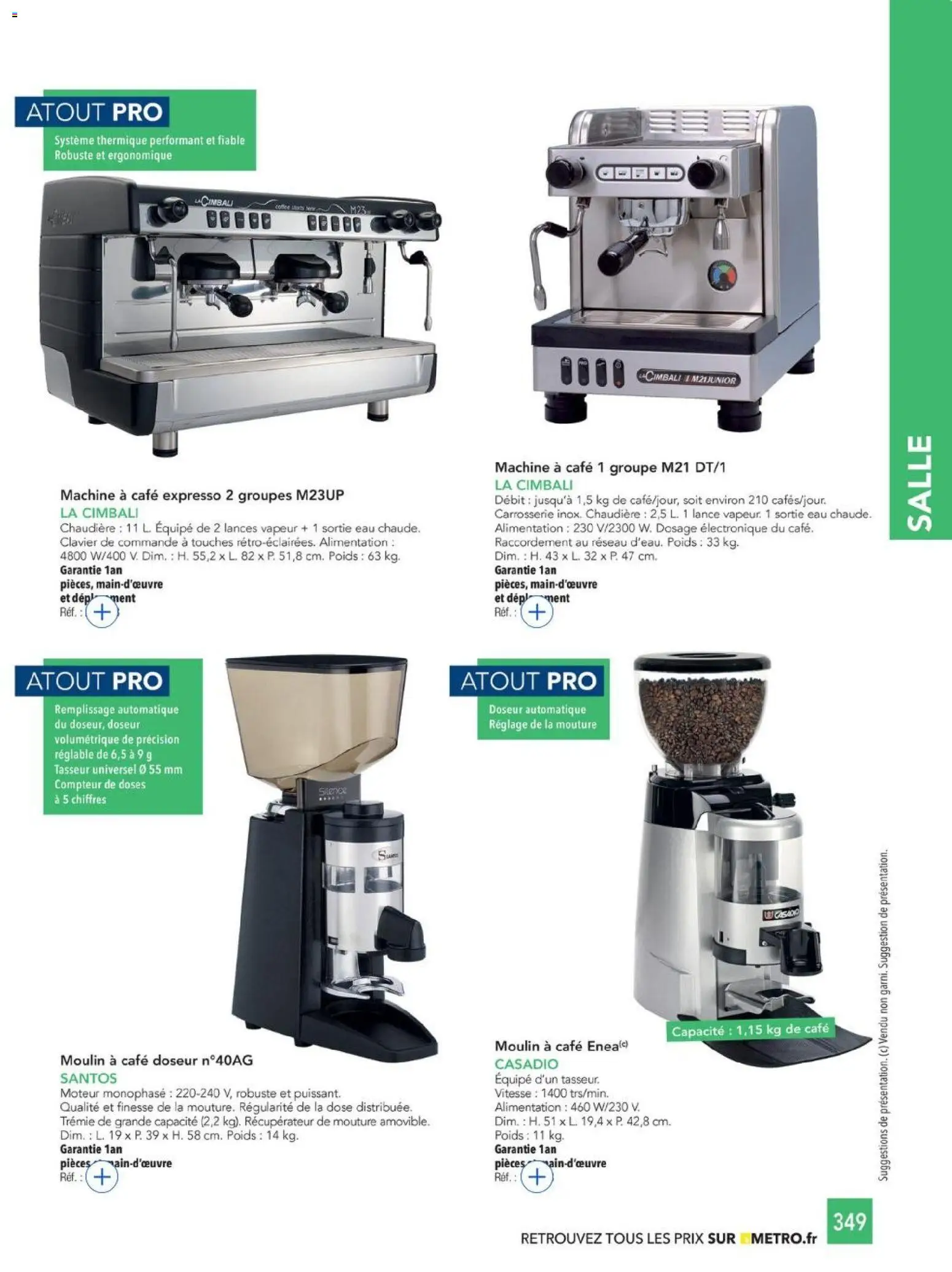 {H1} | Page: 349 | Produits: Moulin à café, Poids, Machine à café, Alimentation