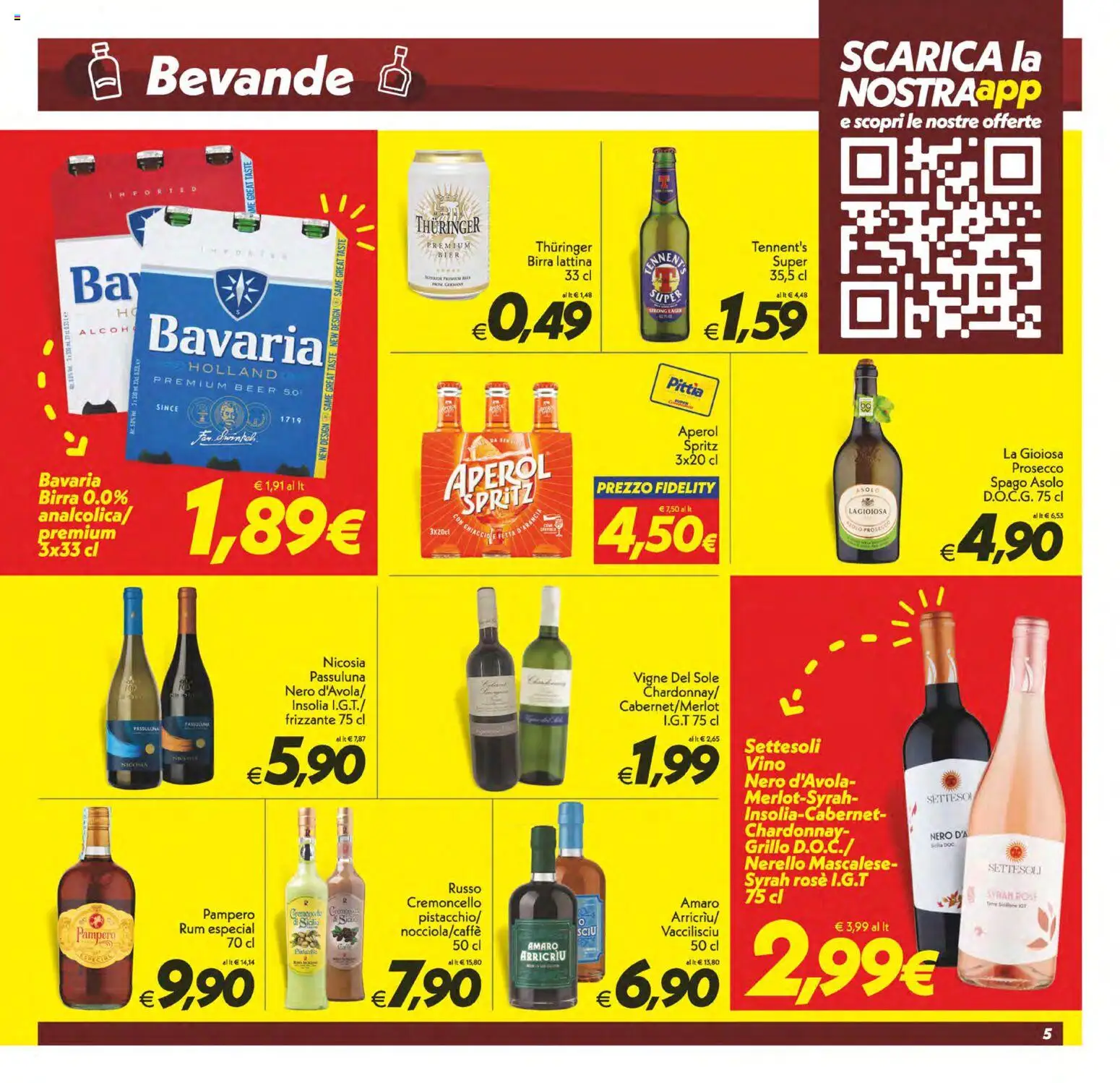 Volantino SuperConveniente del 10/07/2026 | Pagina: 5 | Prodotti: Tennent's, Prosecco, Rum, Amaro