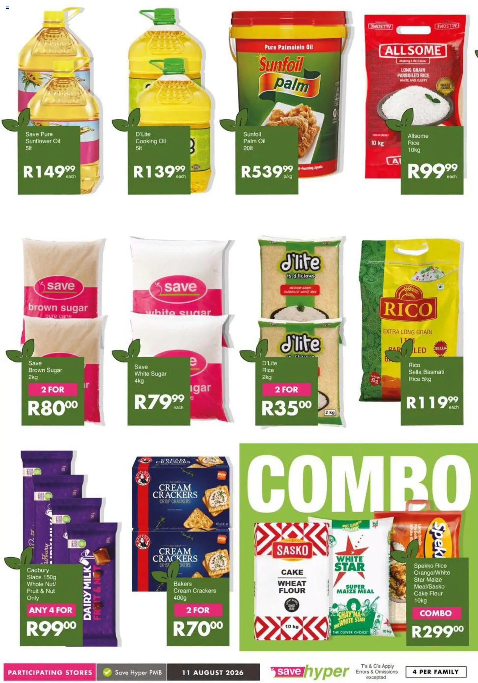New Save catalogue – valid from 11/08/2026 | Page: 11 | Products: Crackers, Oil, Rice, Fruit