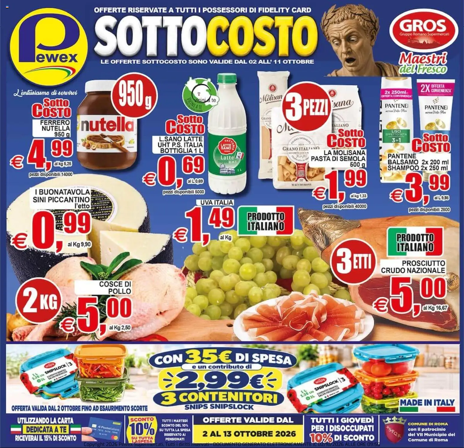 Volantino Pewex del 02/10/2026 | Pagina: 1 | Prodotti: Maccheroni, La Molisana, Pasta, Bottiglia