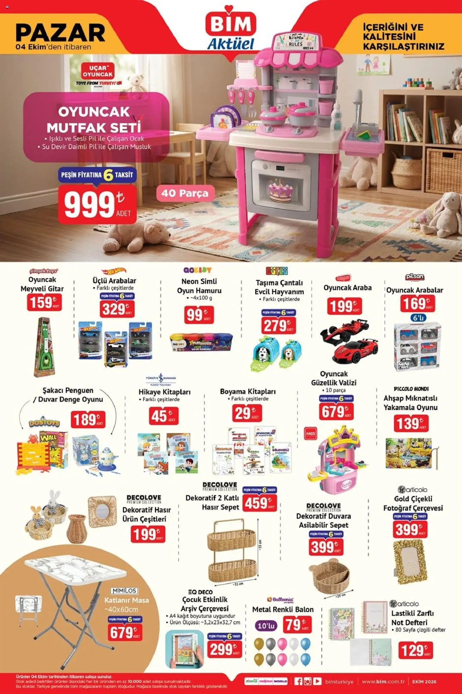BİM - Katalog Pazar - 04 Ekim 2026 tarihinden itibaren geçerlidir | Sayfa: 3 | Ürünler: Masa, Pil, Oyun hamuru, Ocak