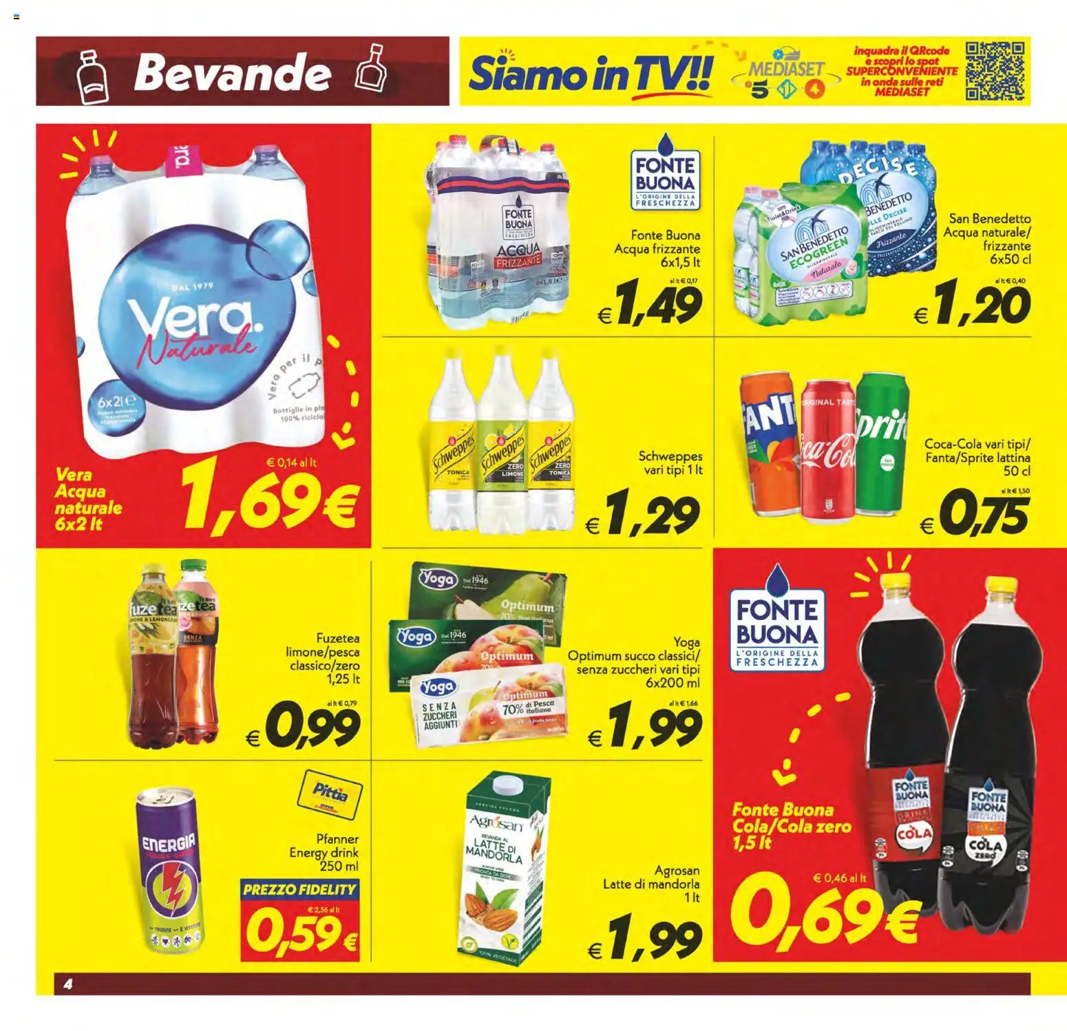 Volantino SuperConveniente del 29.05.2026 | Pagina: 4 | Prodotti: Succo, Acqua, Latte, Pesca