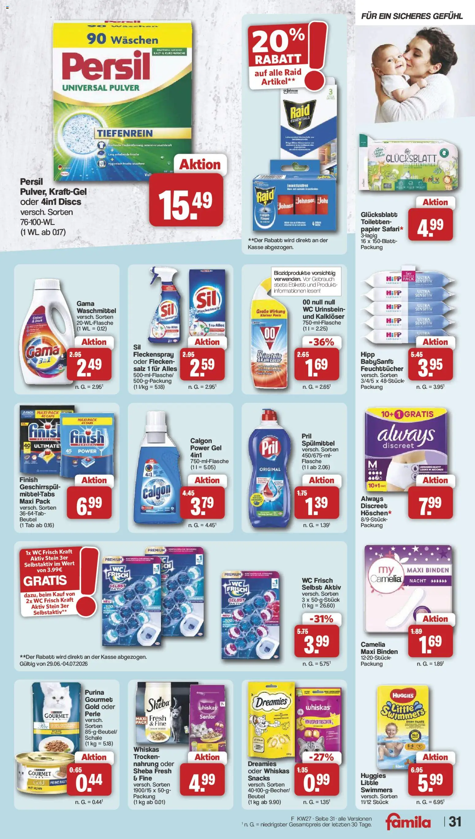 Famila Nordwest Prospekt – gültig ab 29.06.2026 | Seite: 31 | Produkte: HP, Pril, Persil, Whiskas