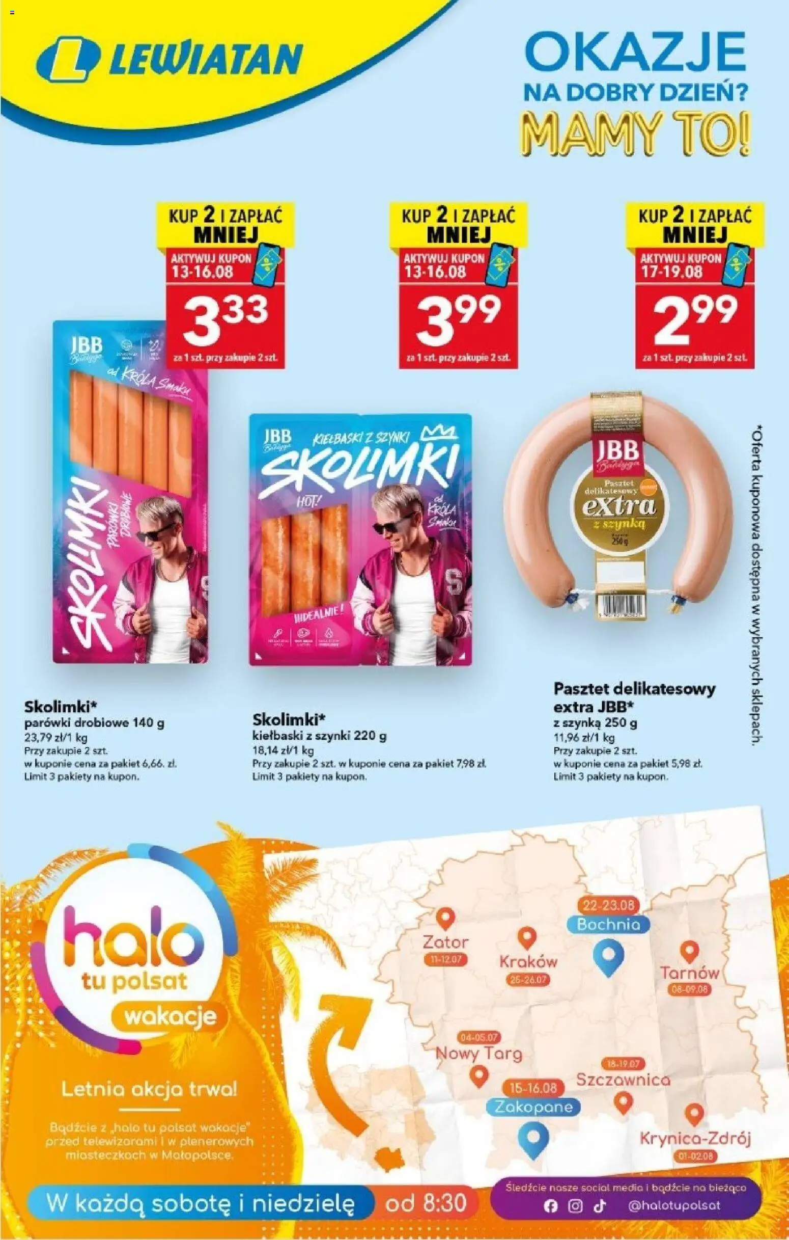 Lewiatan gazetka - Okazje na dobry dzień od 12.08.2026 | Strona: 1 | Produkty: Pasztet, Parówki, Kiełbaski, Szynka