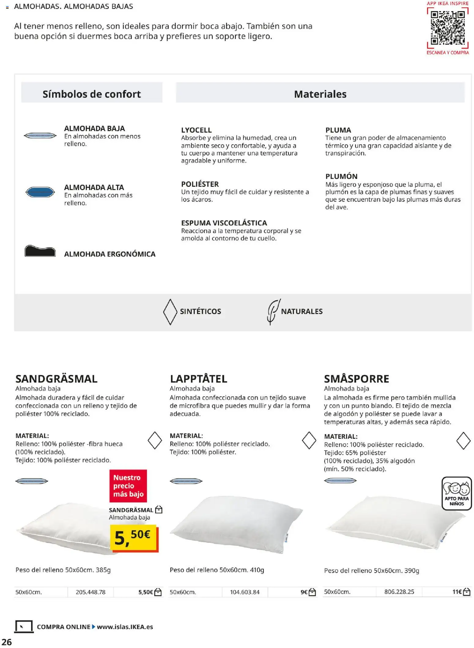 IKEA - Ropa de cama │ válido desde el 01/09/2026 | Página: 26 | Productos: Espuma, Algodón, Peso, Almohada