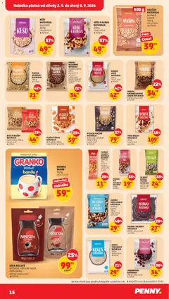 Náhled letáku DO KAPSÝ PISTÁCIE PRAŽENÉ NATURALIA solené, 60 g od 02.09.2026 | Strana: 15 | Produkty: Kešu, Pistácie, Ořechy, Crema