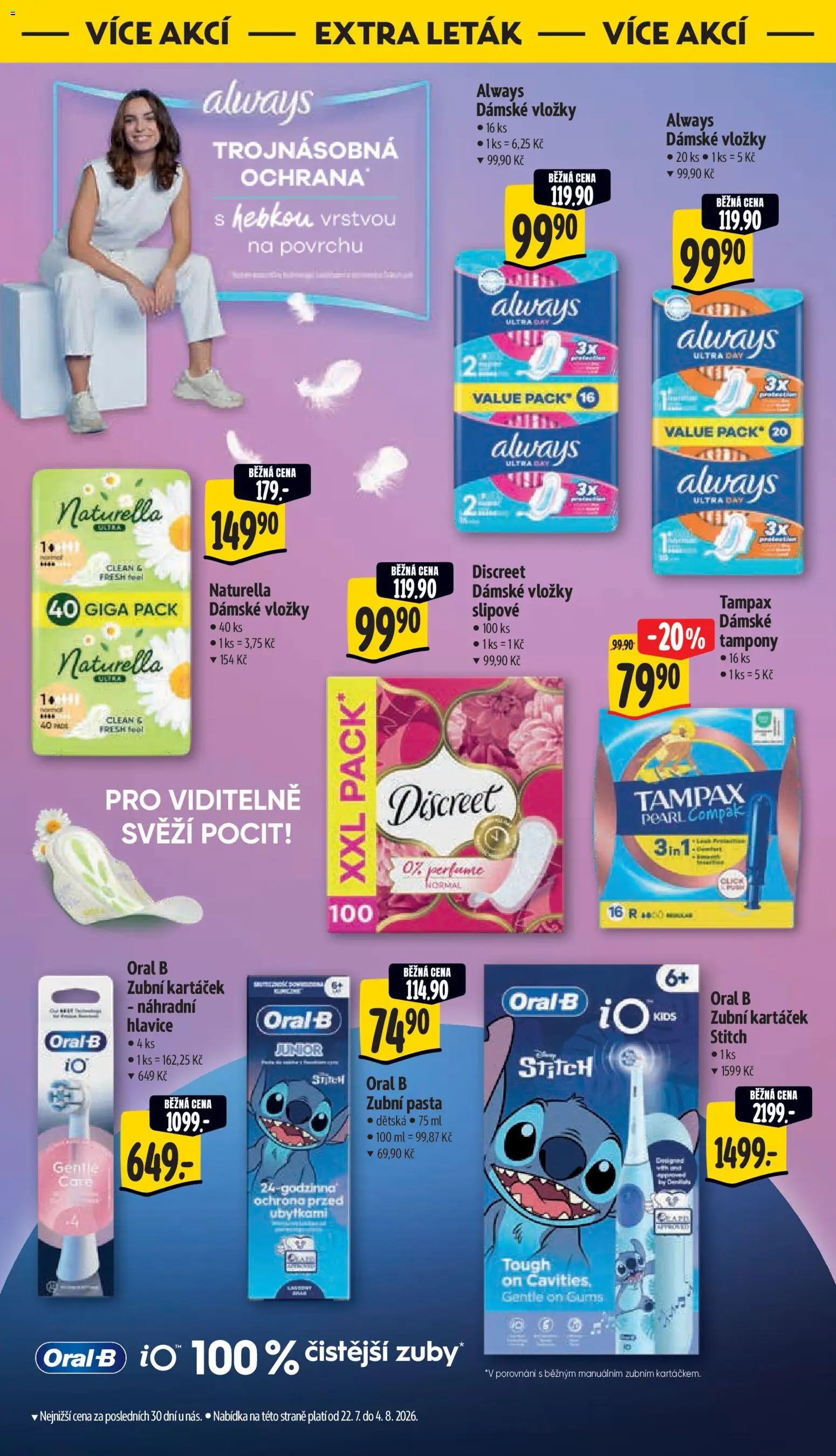 Albert leták - Hypermarket od 22.07.2026 | Strana: 43 | Produkty: Zubní pasta, Zubní kartáček, Dámské vložky Always, Tampony