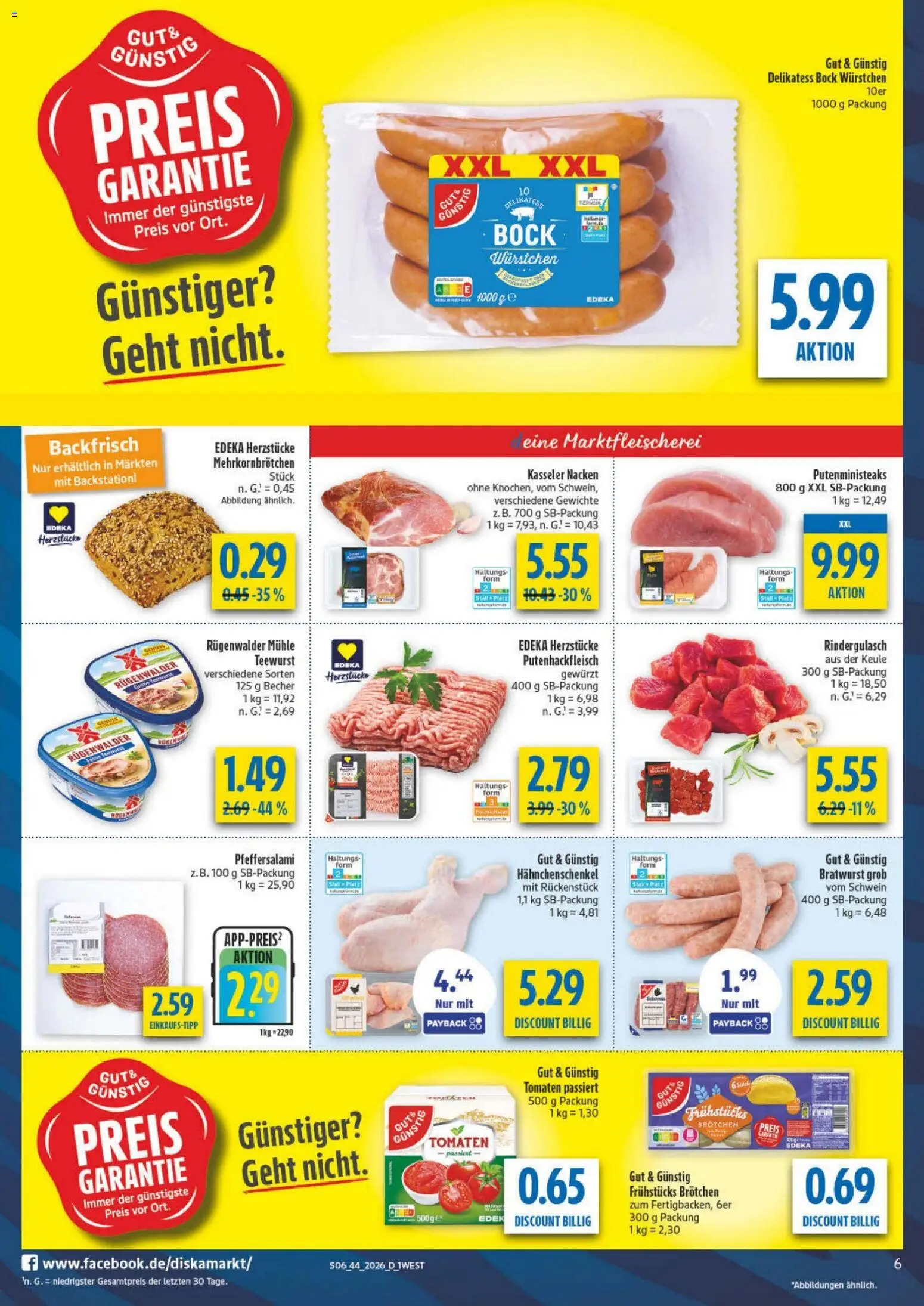 Diska Bayern – gültig ab 26.10.2026 | Seite: 6 | Produkte: Mühle, Hahnchenschenkel, Tomaten, Kasseler nacken