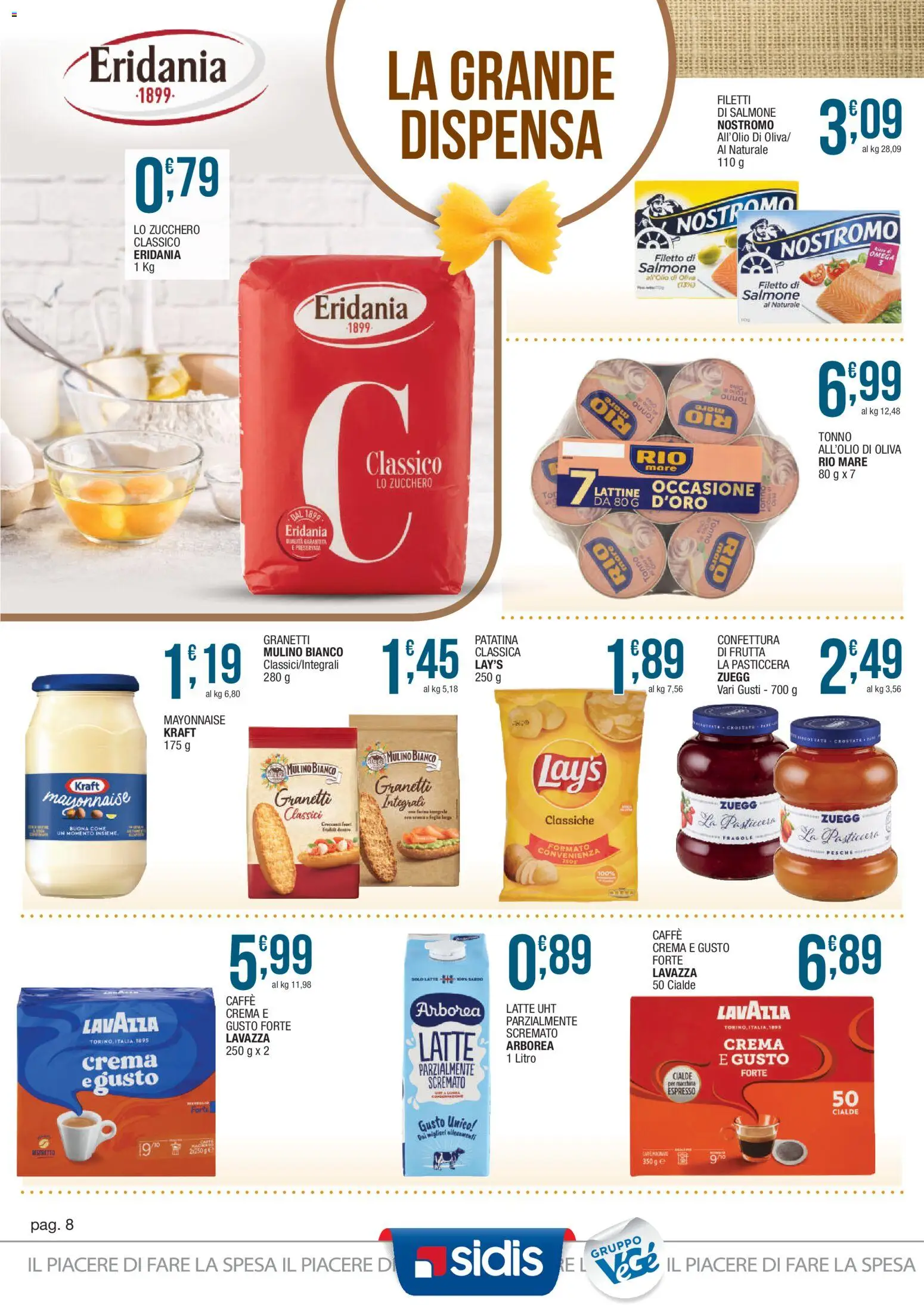 Volantino Sidis del 29/06/2026 | Pagina: 8 | Prodotti: Crema, Fragole, Tonno, Lavazza