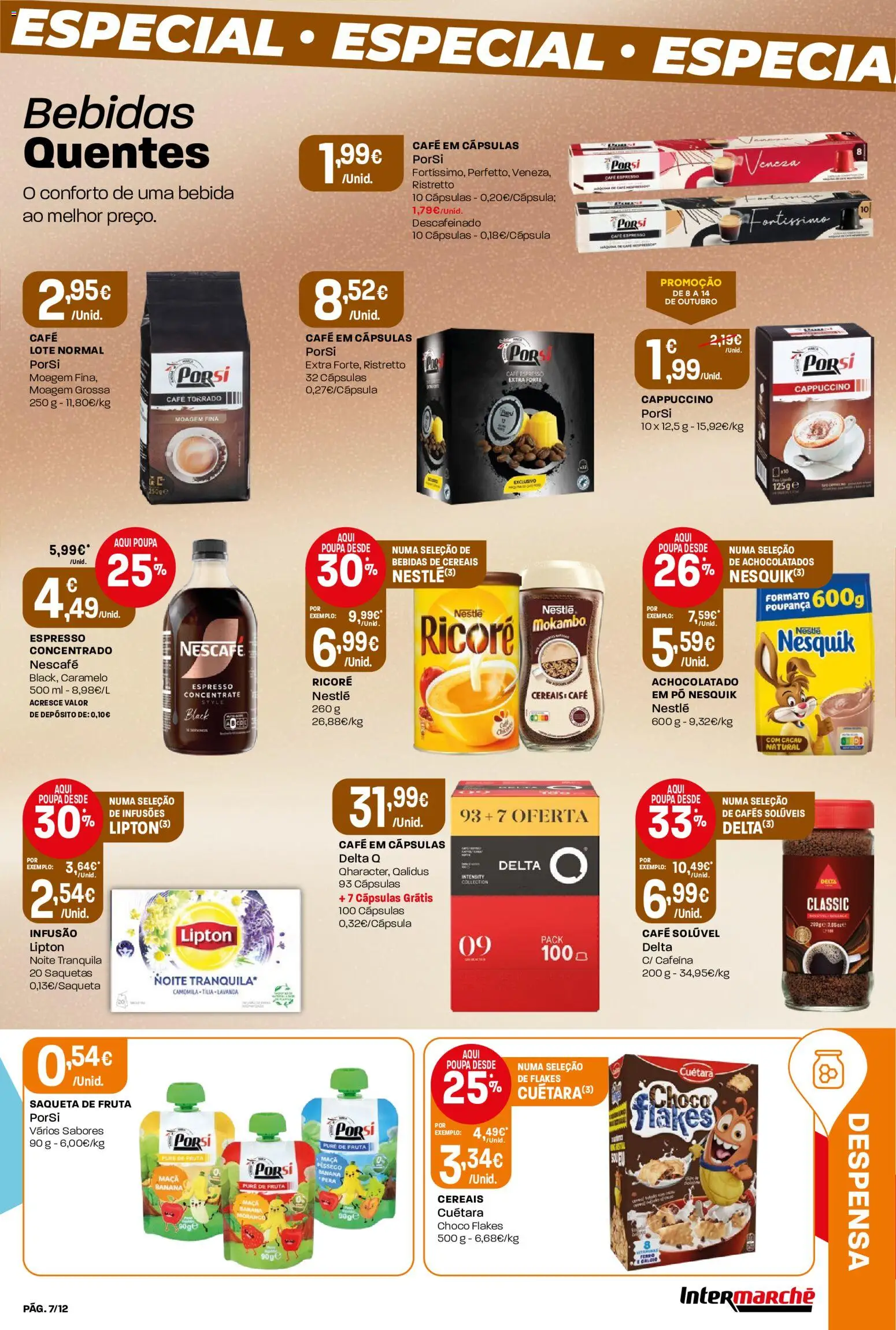 Intermarché folheto Mini │ válido de 08/10/2026 | Página: 7 | Produtos: Bebidas, Cápsulas café, Nestlé, Cereais