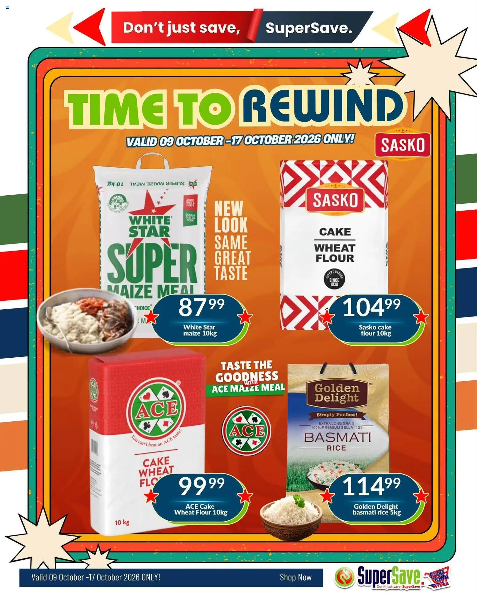 New Super Save catalogue – valid from 09/10/2026 | Page: 2 | Products: Cake, Flour, Maize meal, Rice