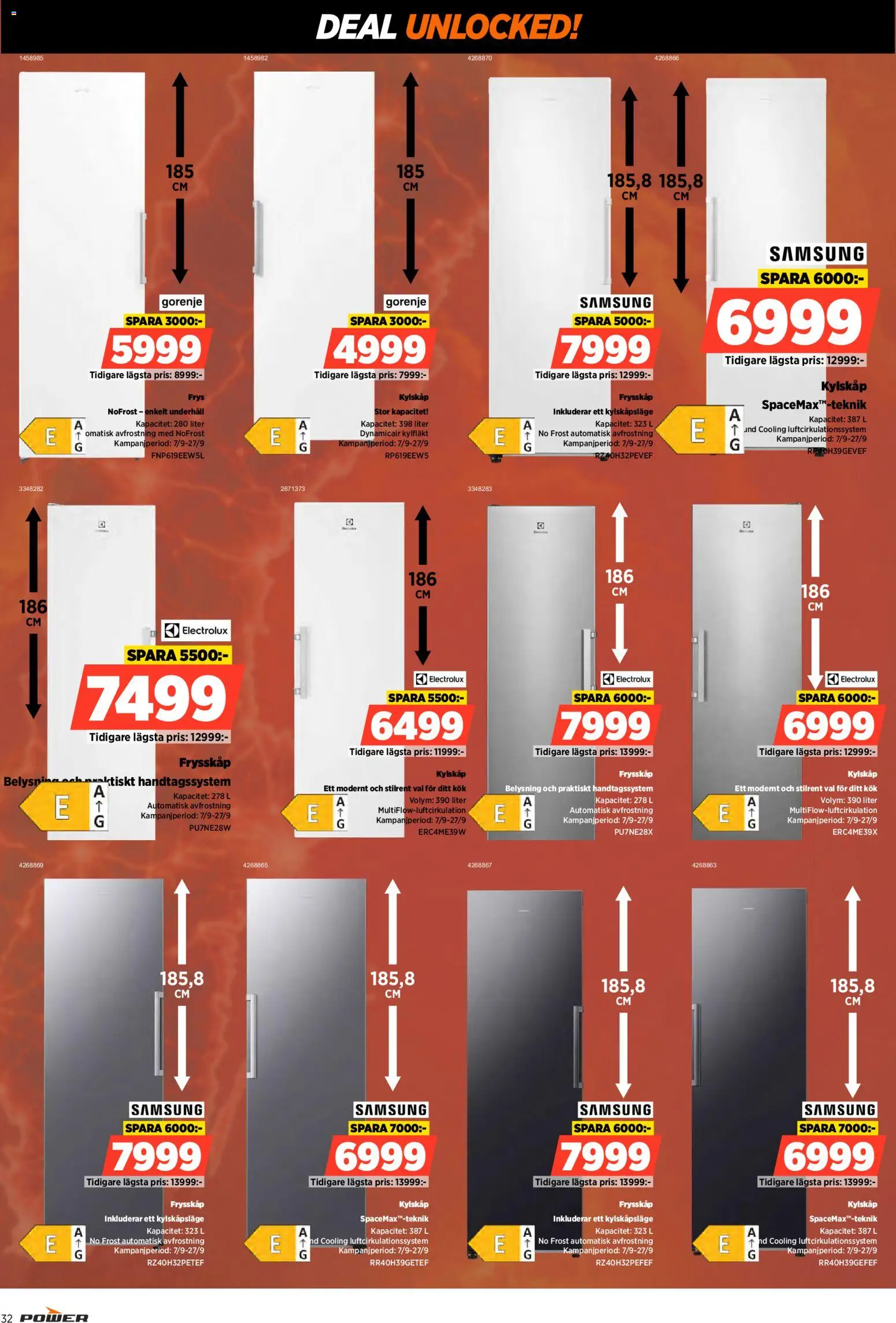 Power reklamblad aktuell från 14/09/2026 | Sida: 32 | Produkter: Belysning, Kylskåp, Frys