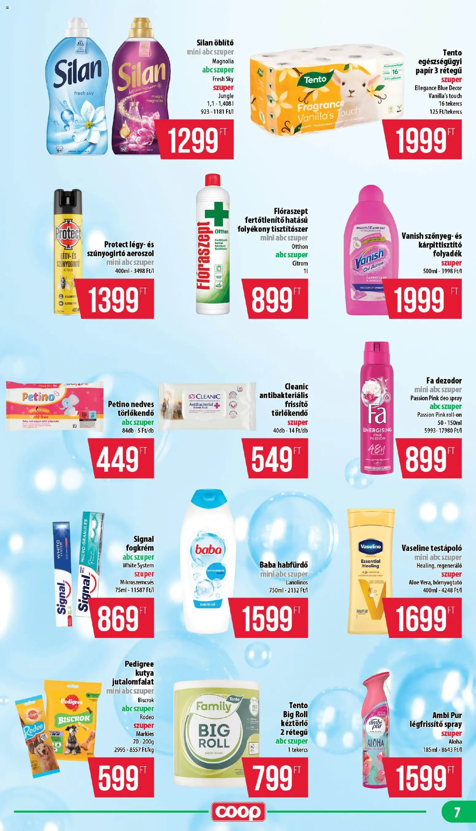 COOP akciós ujság - amely érvényes a következő dátumtól: 2026.08.13. | Oldal: 7 | Termékek: Jutalomfalat, Habfürdő, Öblítő, Citrom