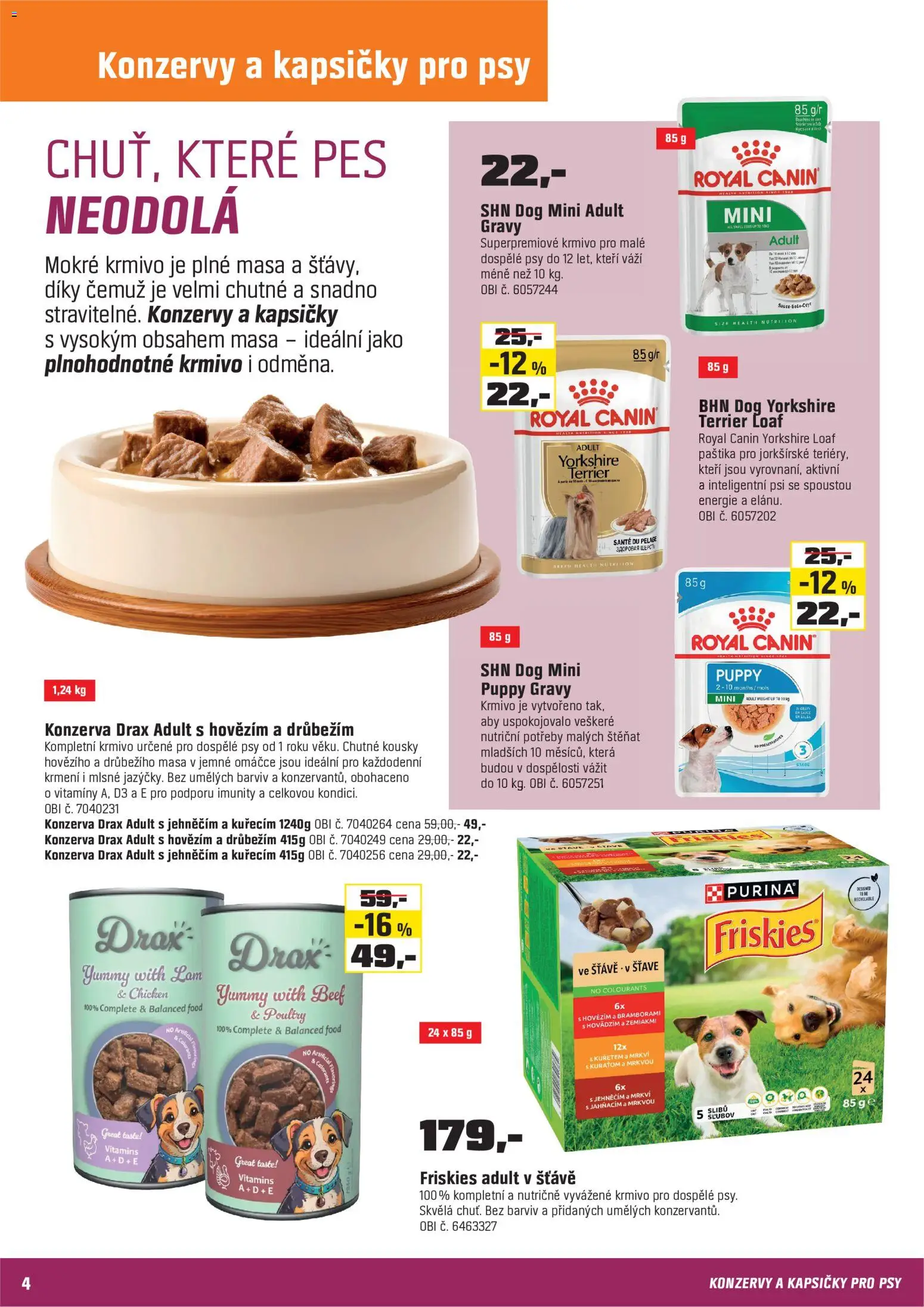 OBI leták - Chovatelské potřeby od 15.09.2026 | Strana: 4 | Produkty: Vitamíny, Pes, Paštika, Kapsičky pro psy