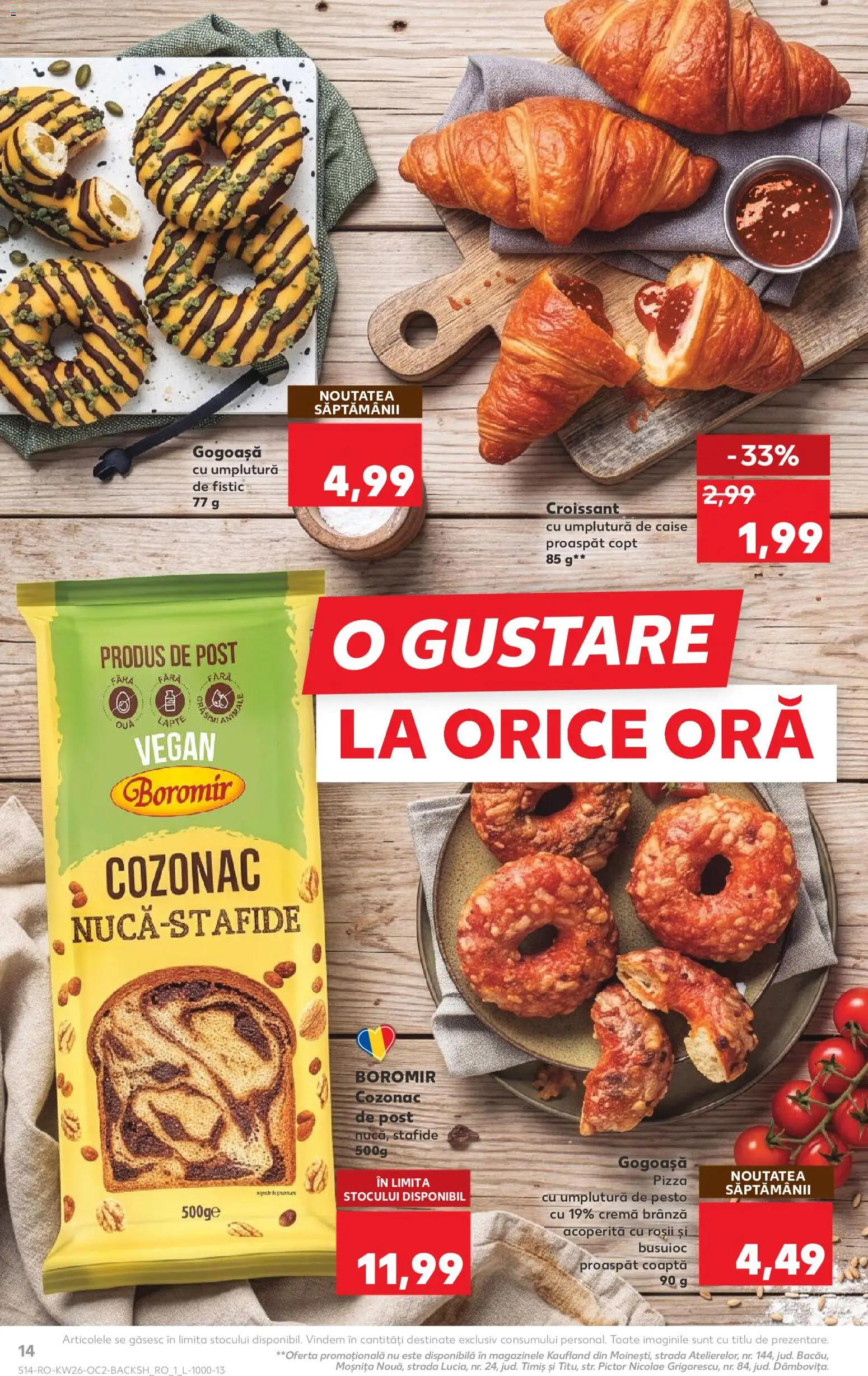 Kaufland RO akciós ujság - amely érvényes a következő dátumtól: 2026.06.24. | Oldal: 14 | Termékek: Pesto, Pizza, Vegán, Óra