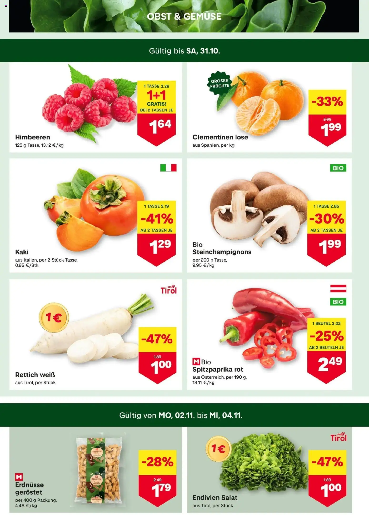 MPREIS Saalbach von 29.10.2026 - Aktuelle Angebote | Seite: 2 | Produkte: Salat, Gemüse, Obst, Kaki