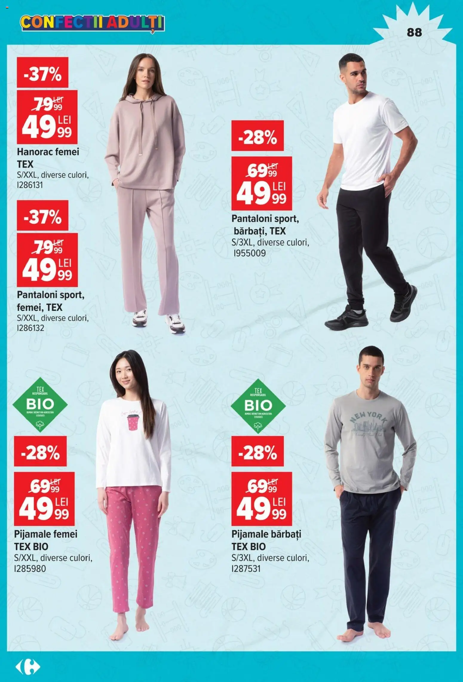Noul catalog Carrefour – valabil de la 12.08.2026 | Pagină: 88 | Produse: Bio, Pantaloni, Hanorac, Tex
