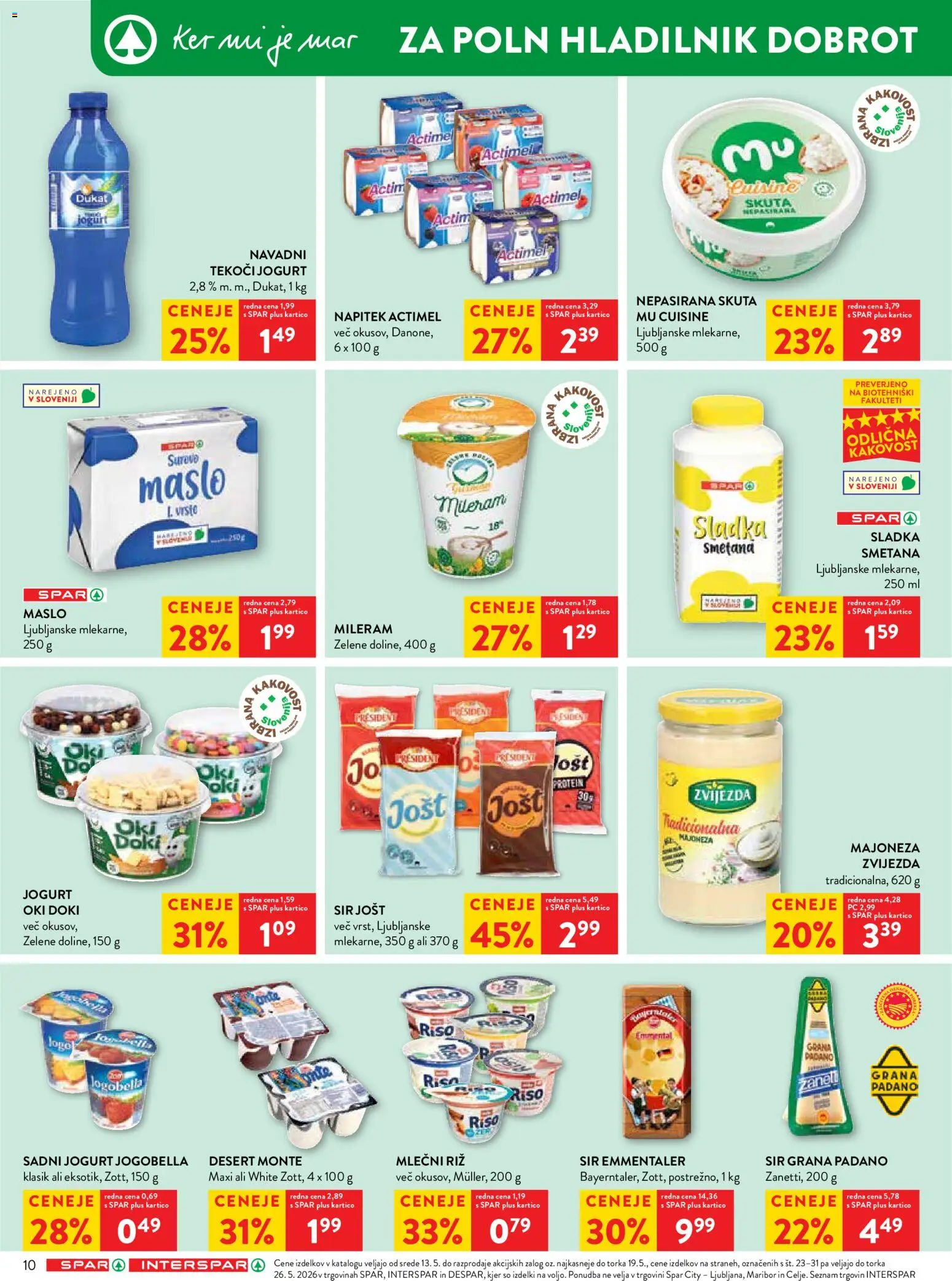 Novi Spar katalog ponudbe – veljaven od 13.05.2026 | Stran: 16 | Izdelki: Maslo, Sir, Jogurt, Skuta