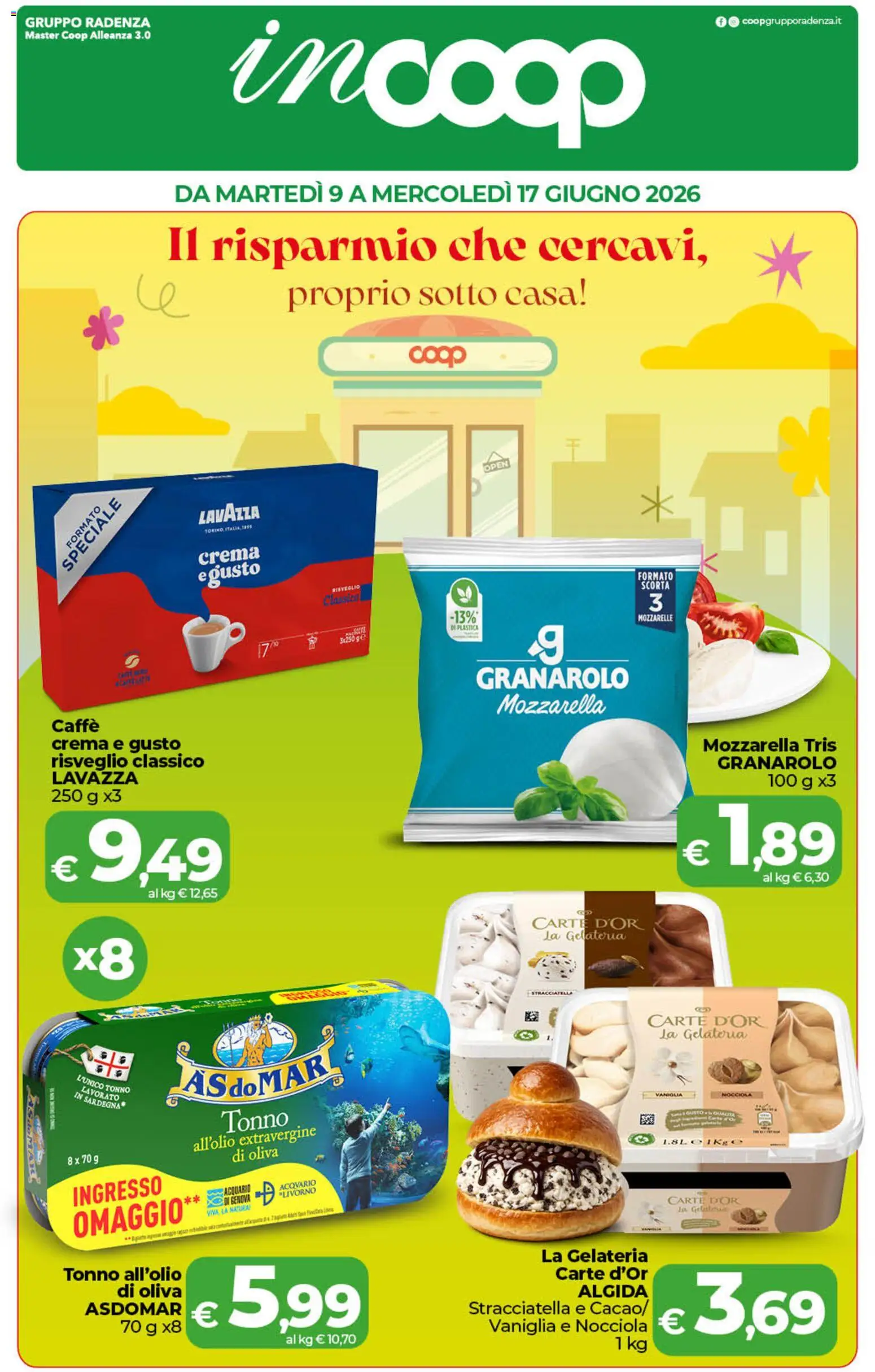 Volantino COOP del 09.06.2026 | Pagina: 1 | Prodotti: Crema, Caffè, Mozzarella, Stracciatella