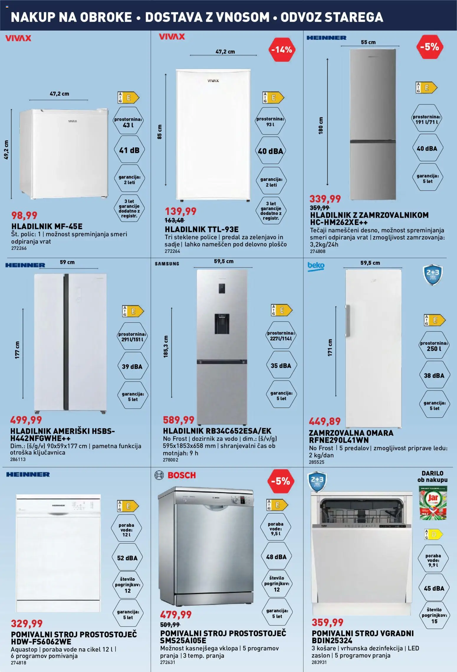 Novi Inpos katalog ponudbe – veljaven od 09.07.2026 | Stran: 19 | Izdelki: Hladilnik, Omara, Zamrzovalna omara, Sadje