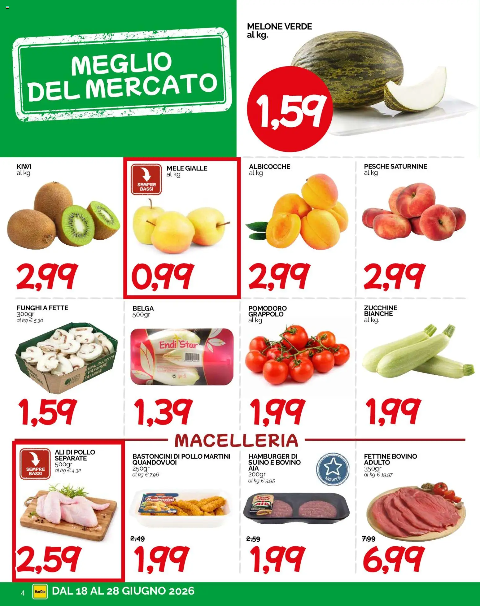 Volantino HarDis del 18.06.2026 | Pagina: 4 | Prodotti: Pollo, Pomodoro, Funghi, Albicocche